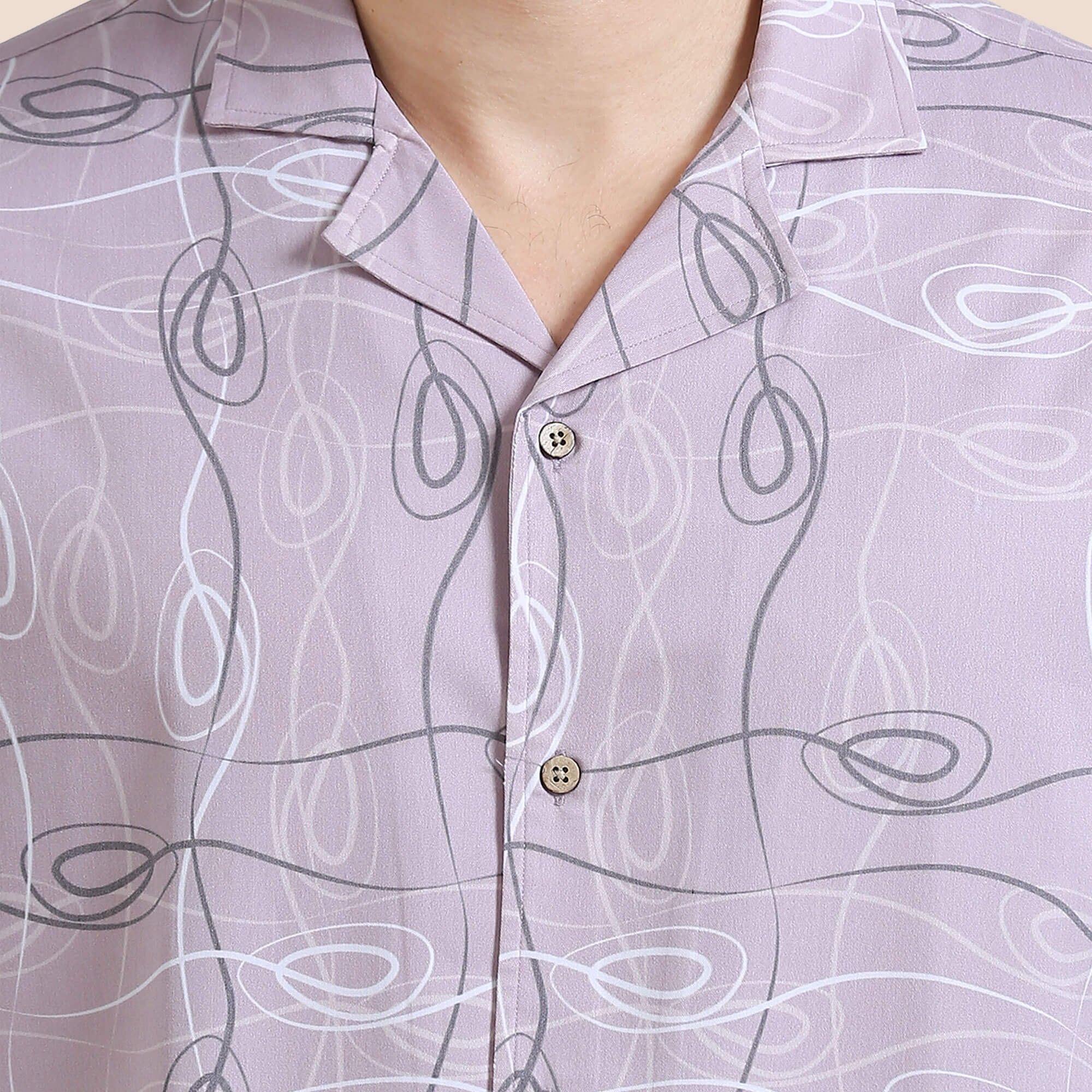 Vacay Cuban Collar Half Sleeve Shirt In Pink Infinity