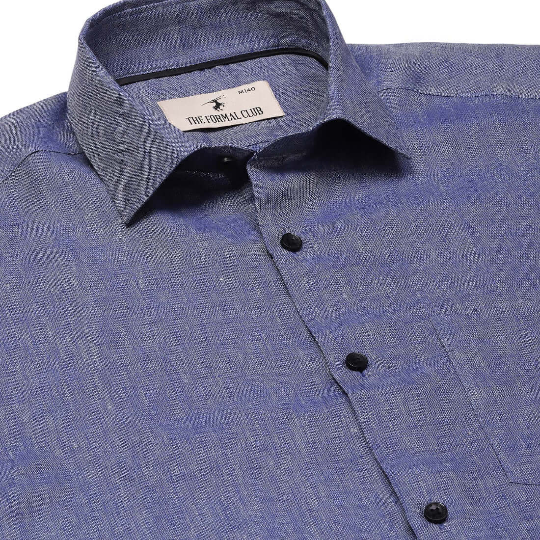 Luna Linen Solid Shirt In Blue Slim Fit