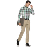 Maverick Cotton Check Shirt In Green & White