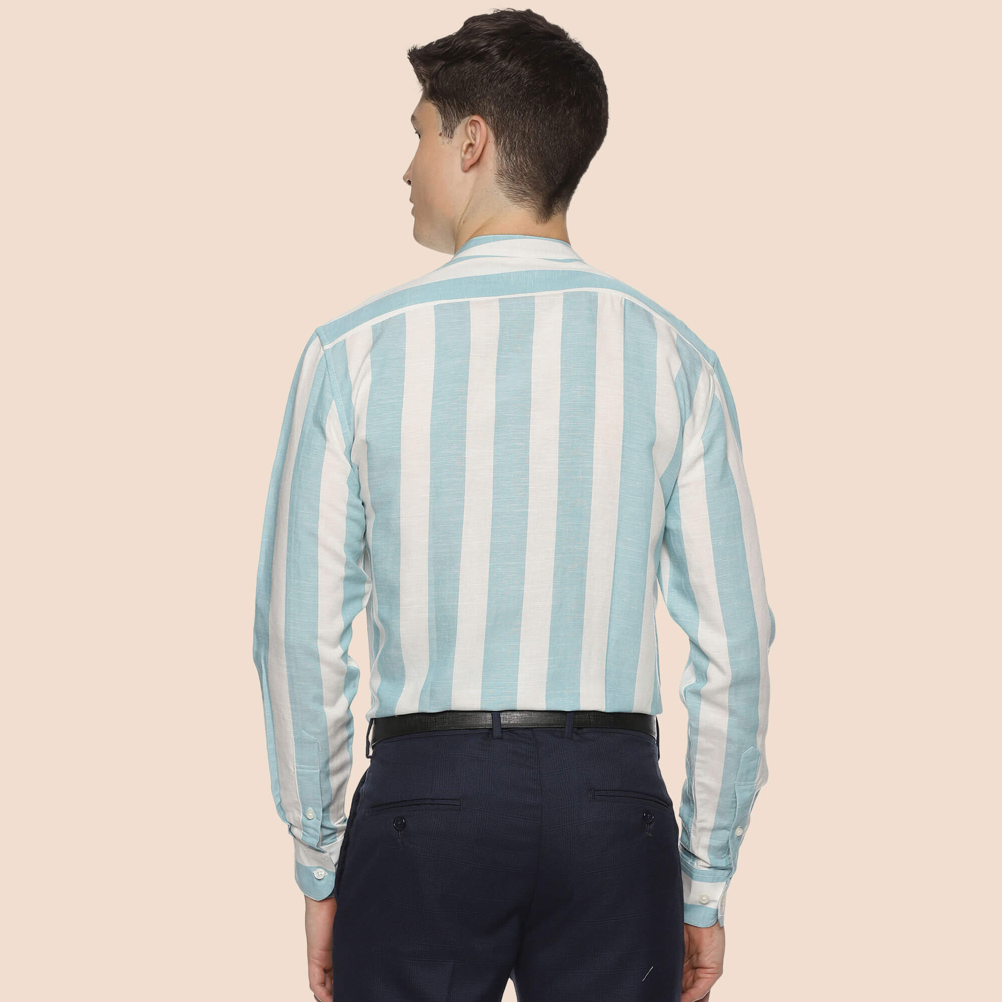 Luna Linen Stripes Shirt In Blue & White