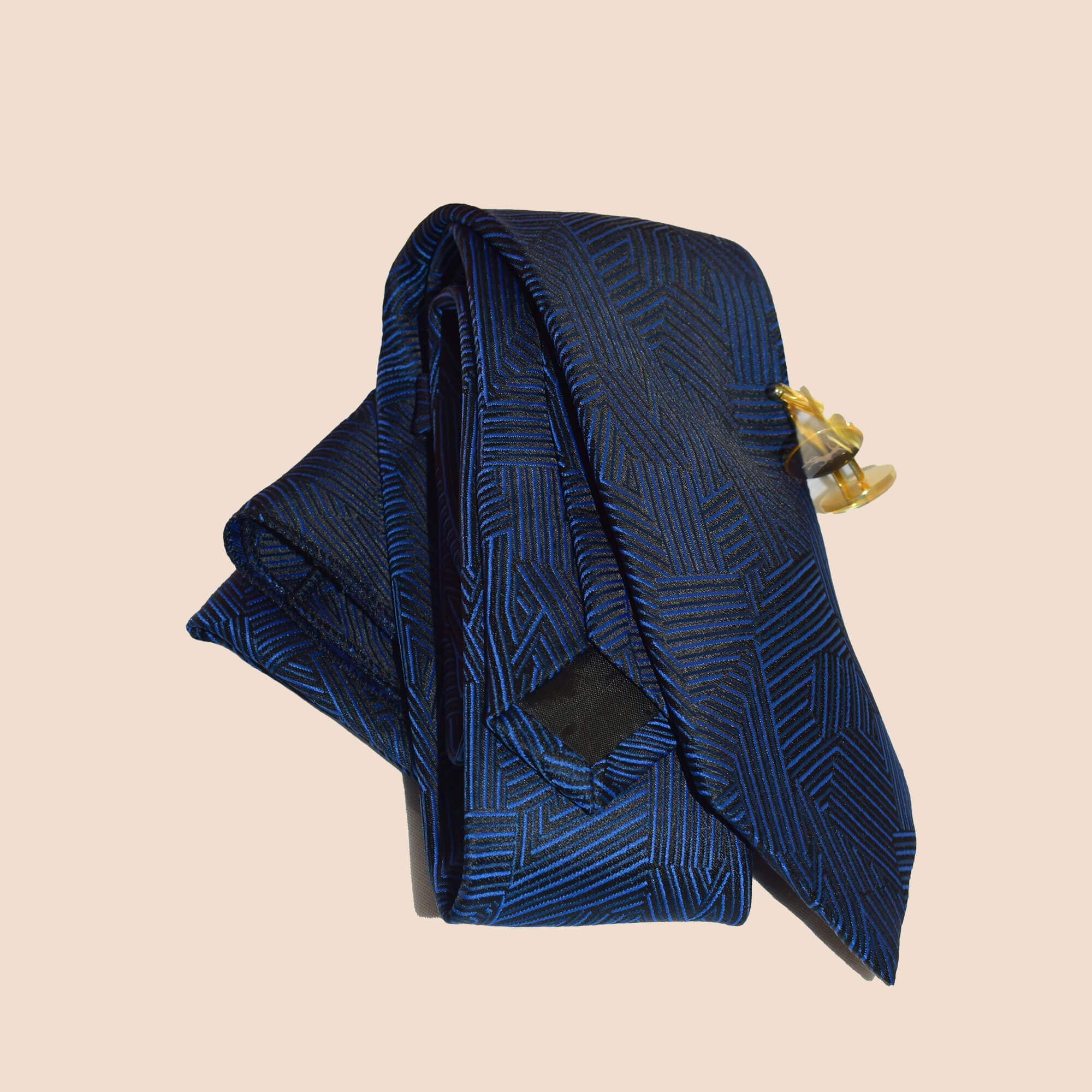 Majestic Blue Handmade Necktie and Pocket Square Set