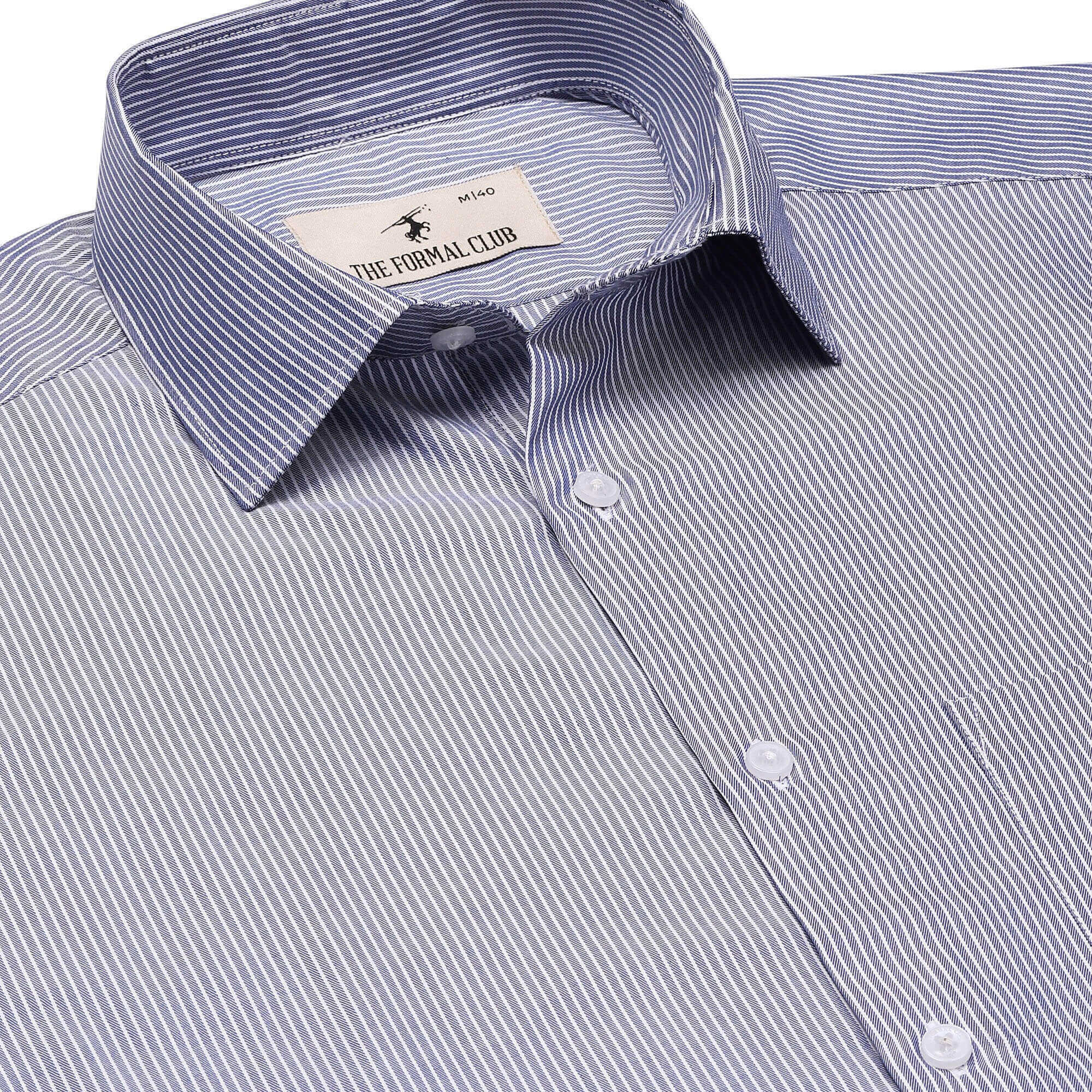 Eclipse Twill Stripe Shirt In Blue Slim Fit