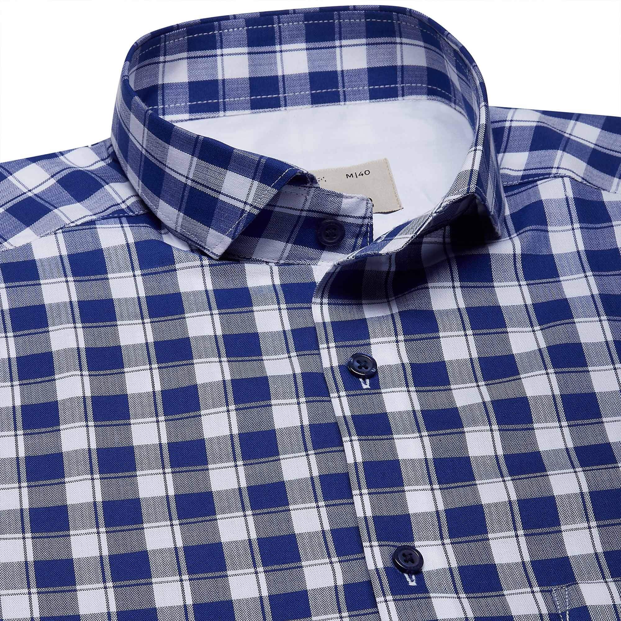 Rebel Cotton Check Shirt In White & Blue