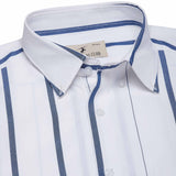 Skyline Cotton Stripes Shirt In White And Blue