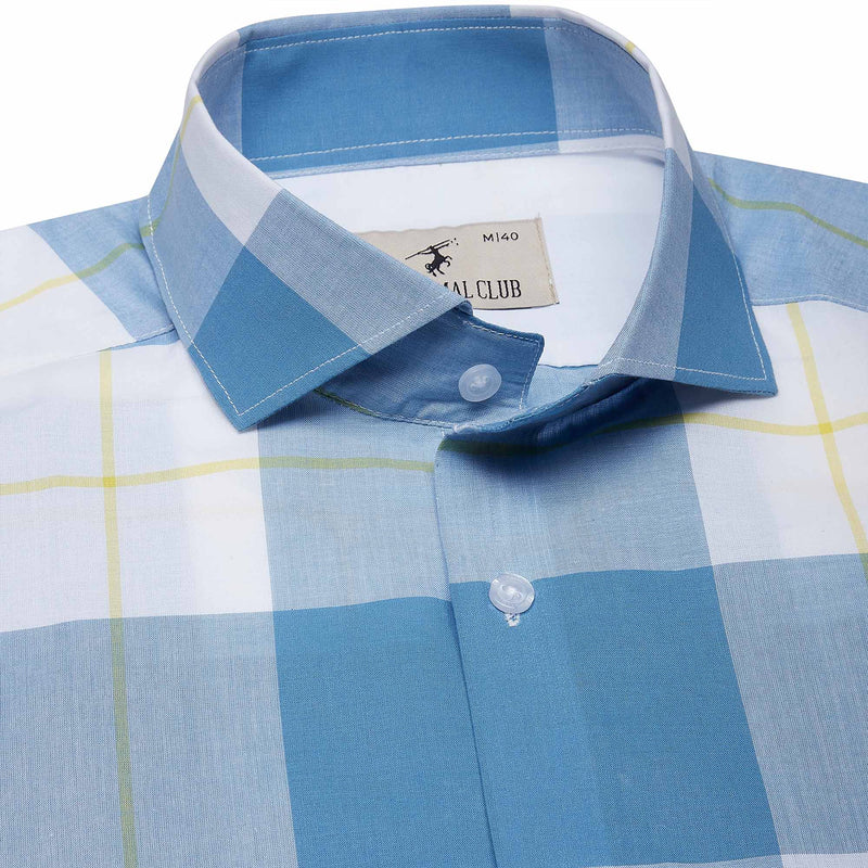 Maverick Cotton Check Shirt In Blue & White