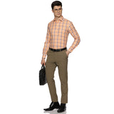 Vento Twill Check Shirt in Peach Blue