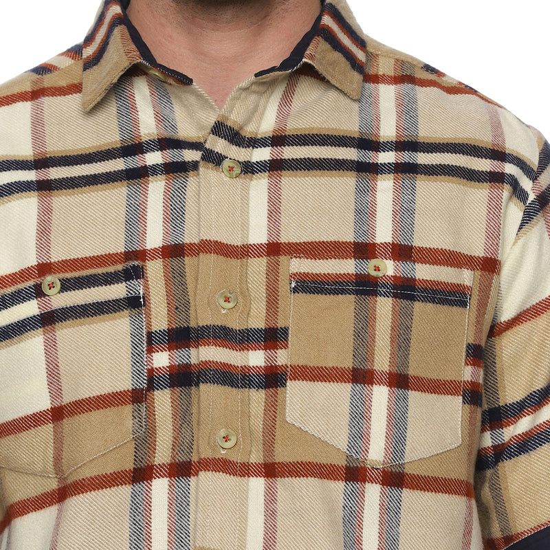 LUMBER WINTER CHECK SHIRT IN BEIGE - The Formal Club