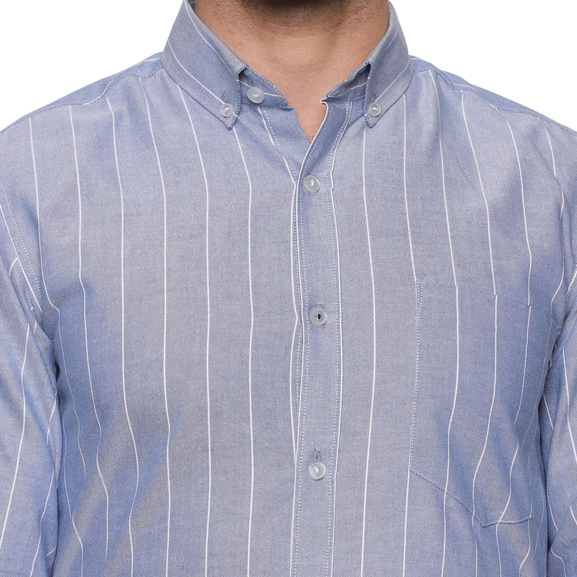 Regal Oxford Stripe Shirt In Blue Classic Fit