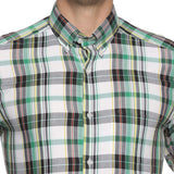 Maverick Cotton Check Shirt In Green & White