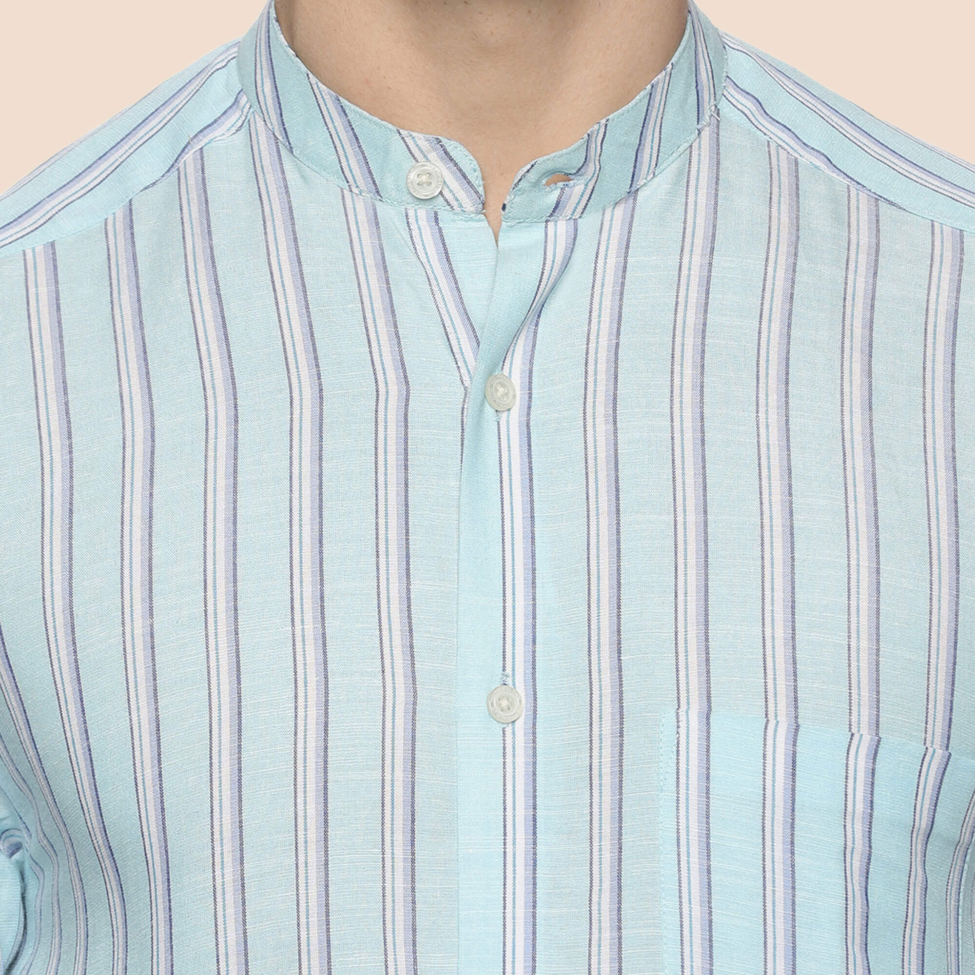 Luna Linen Stripes Shirt In Sky Blue