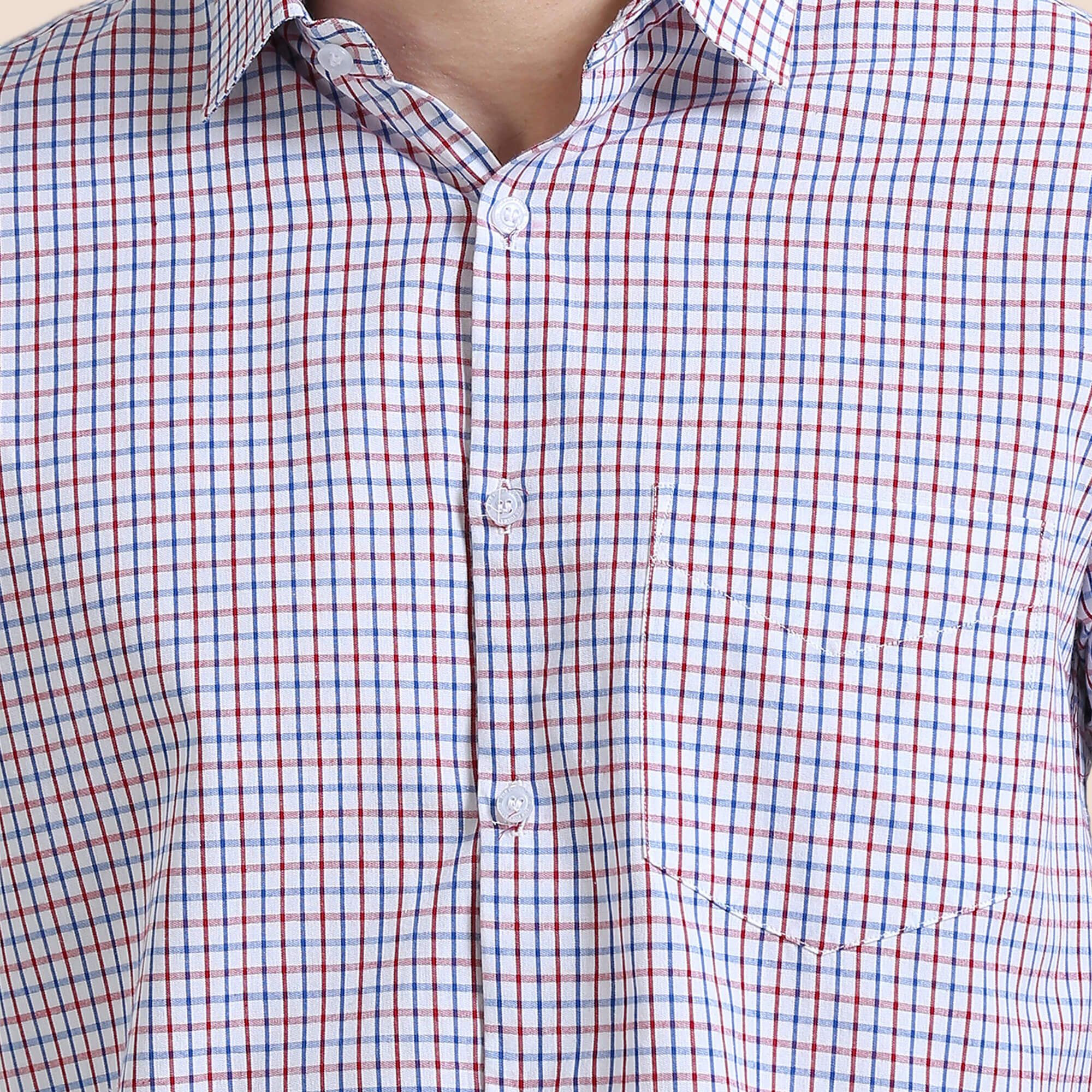 Ashley Half Sleeve Check Shirt In Zephyr Red/Blue