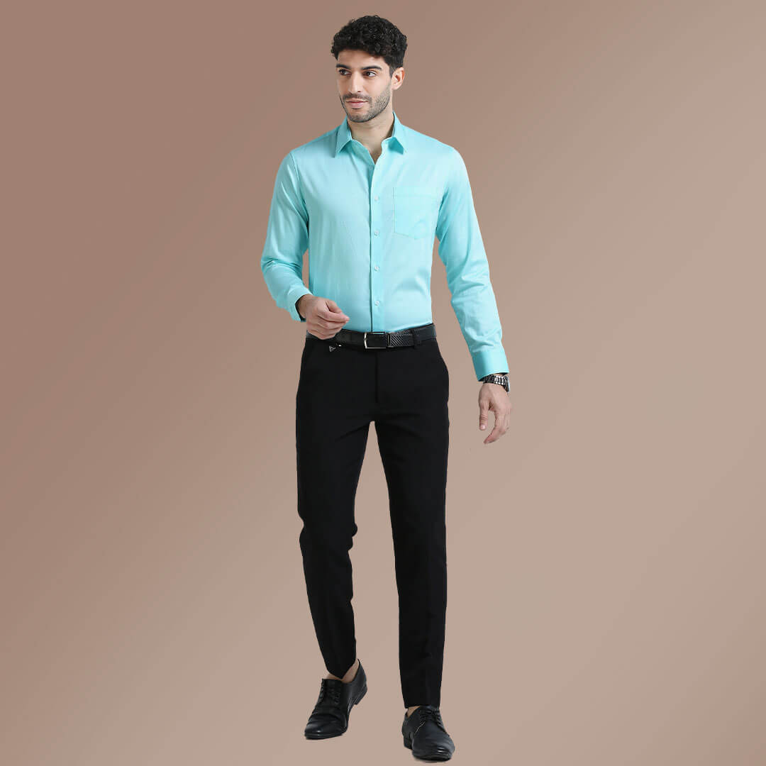 Cambridge Giza Cotton Shirt In Fresh Aqua