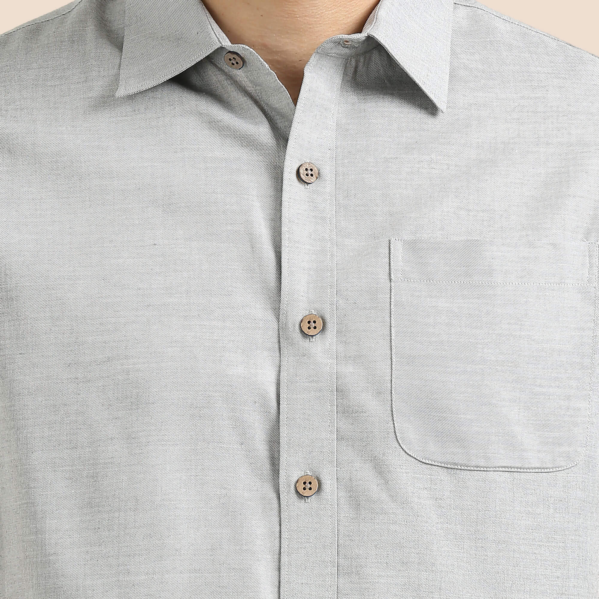 Woods Lyocell Short Sleeve Shirt In Grey Melange