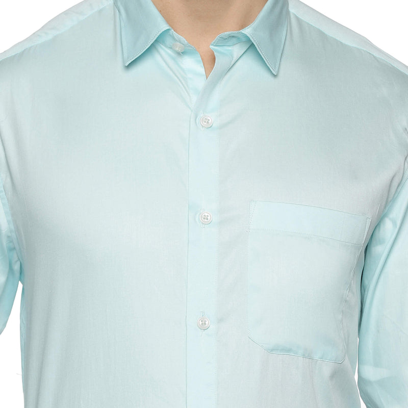 Swiss Finish Giza Cotton Shirt In Pastel Aqua
