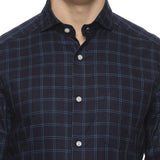 Eclipse Twill Check Shirt In Dark Blue Regular Fit