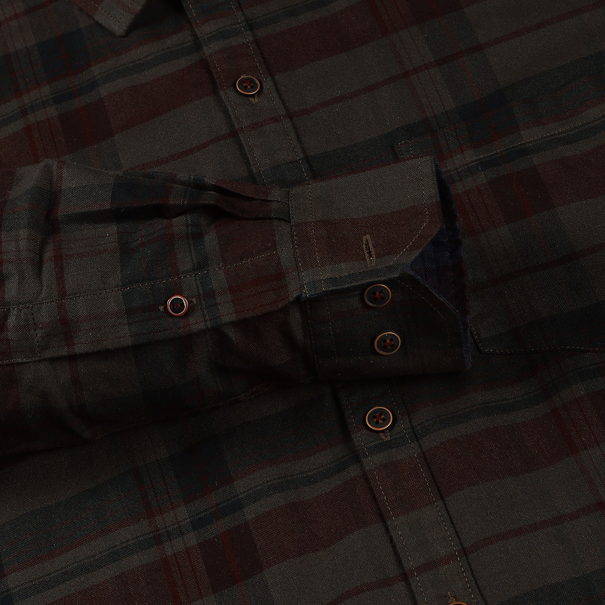 SCOTT OLIVE OVERDYED CHECK SHIRT - The Formal Club