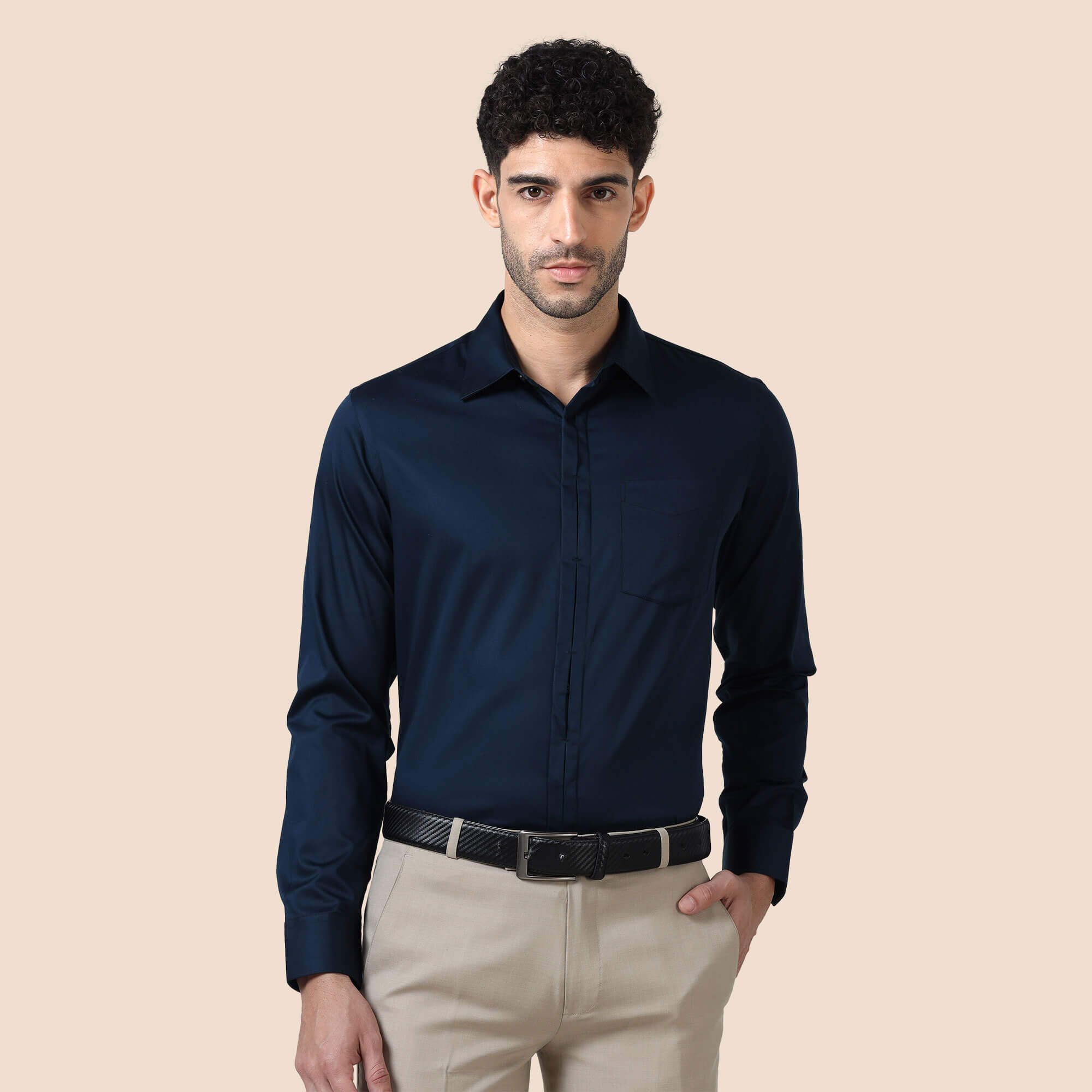 Alfred Navy With Signature Concealed Placket