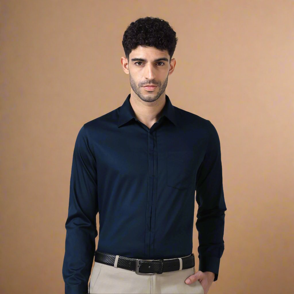 Alfred Navy With Signature Concealed Placket