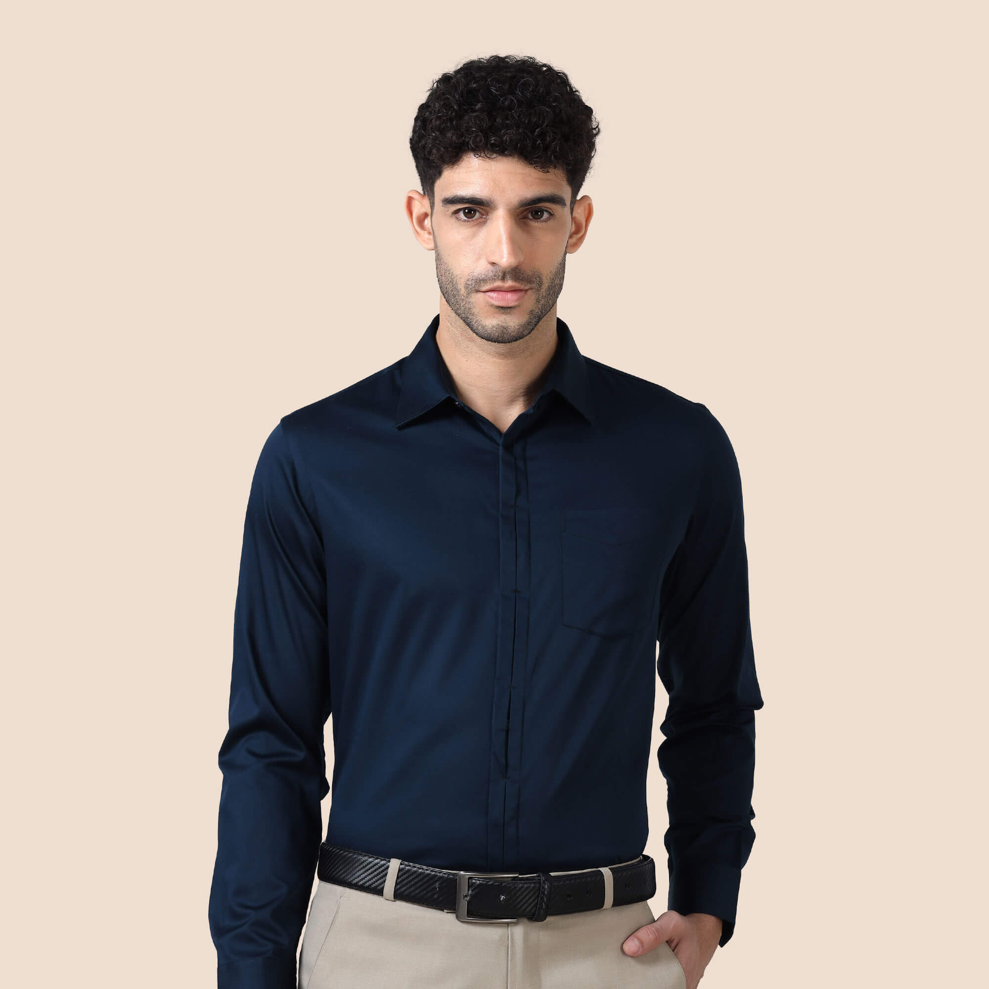 Alfred Navy With Signature  Placket