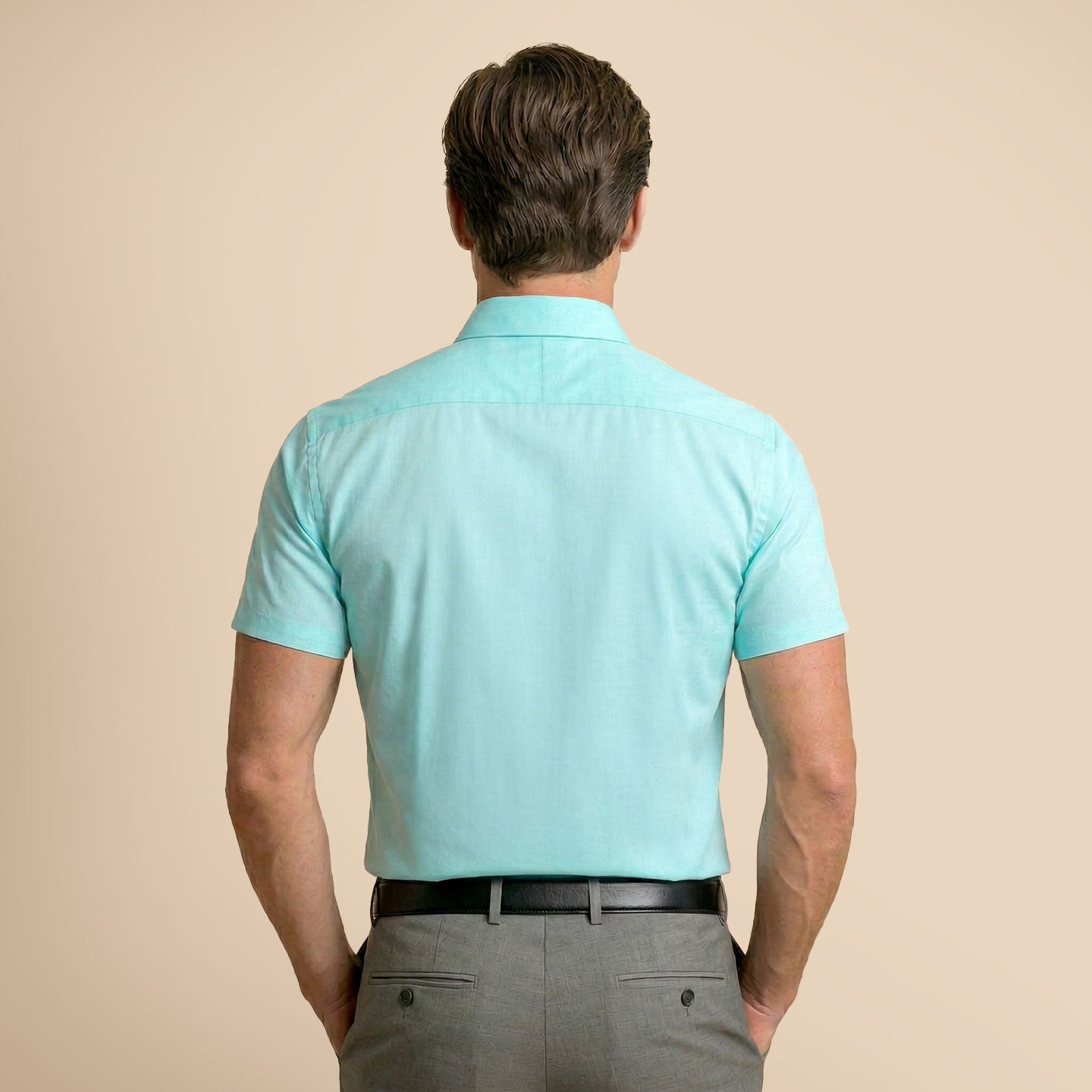 Ashley Half Sleeves Giza Cotton Shirt In Fresh Aqua