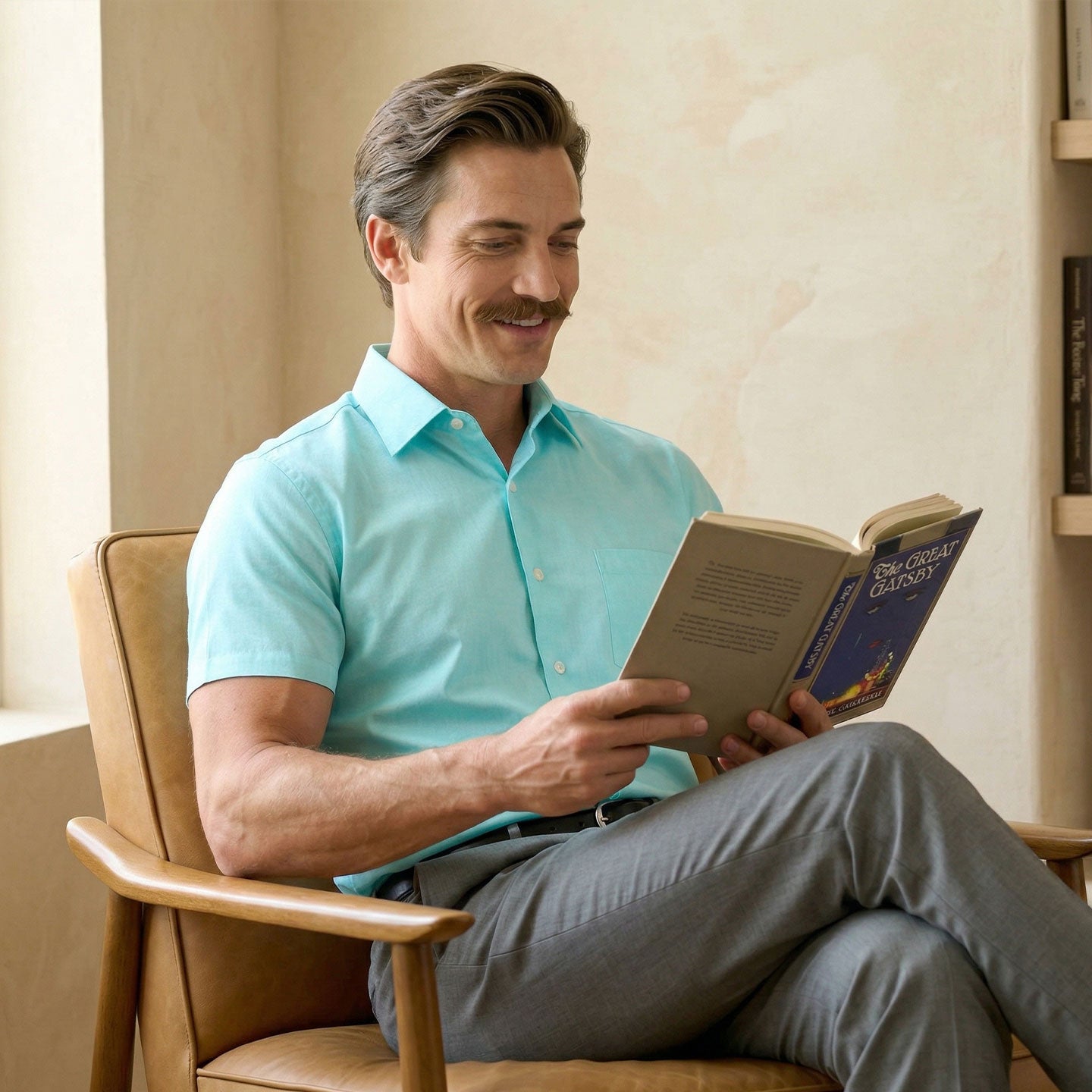 Ashley Half Sleeves Giza Cotton Shirt In Fresh Aqua