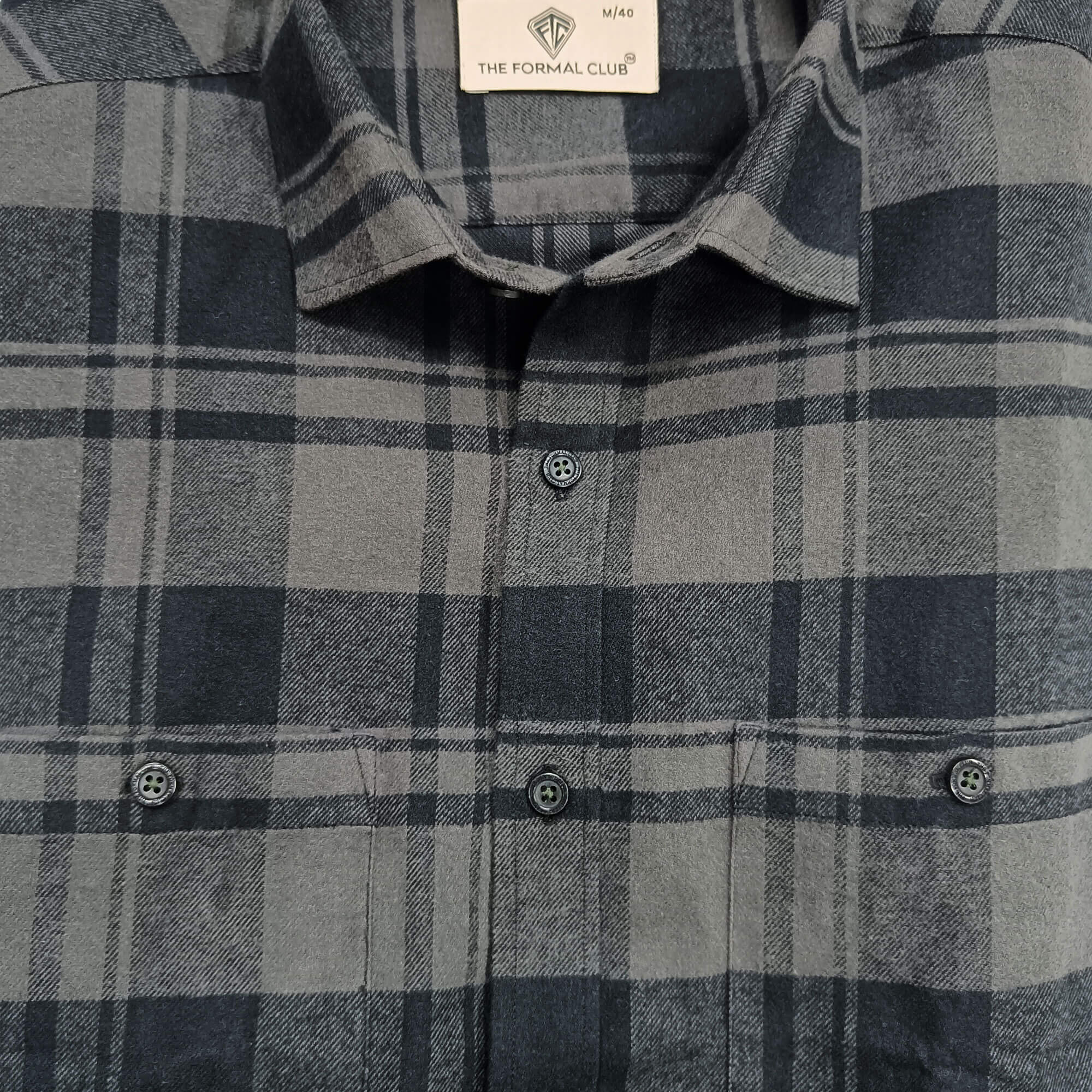 LUMBER FLANNEL CHECK SHIRT IN ASH GREY