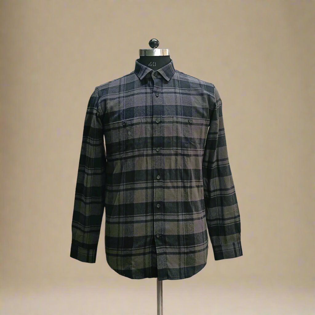 LUMBER FLANNEL CHECK SHIRT IN ASH GREY