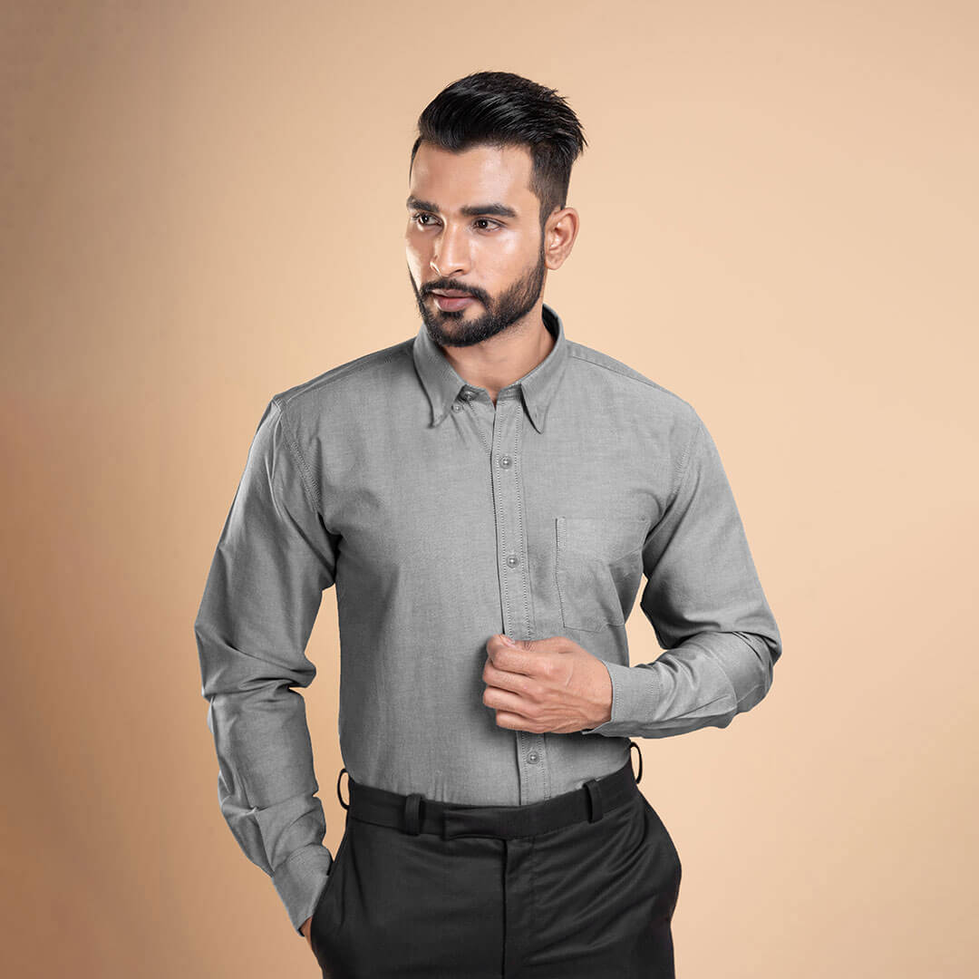 Regal Oxford Solid shirt in Ash Grey