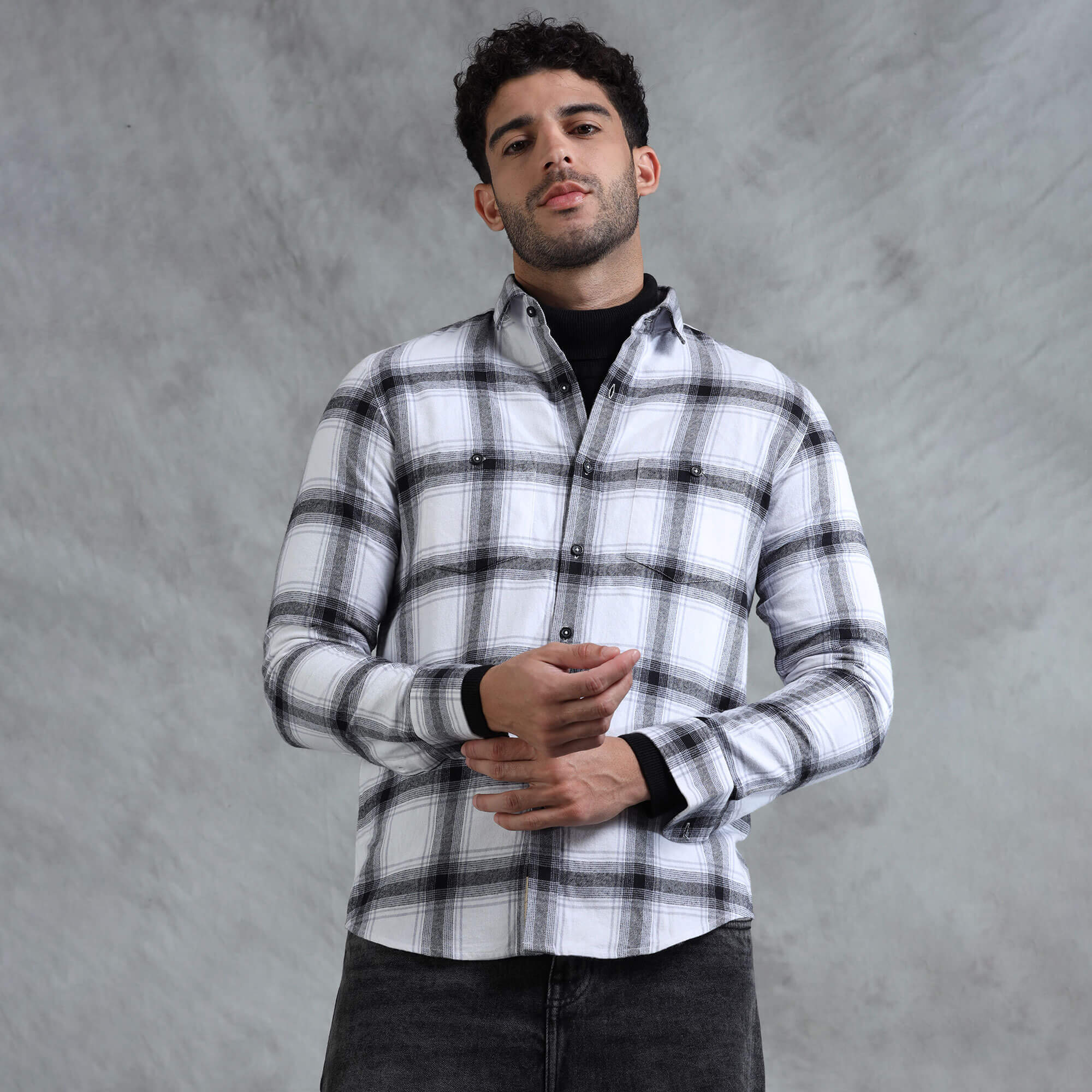 Lumber Flannel Check Shirt In Antique White