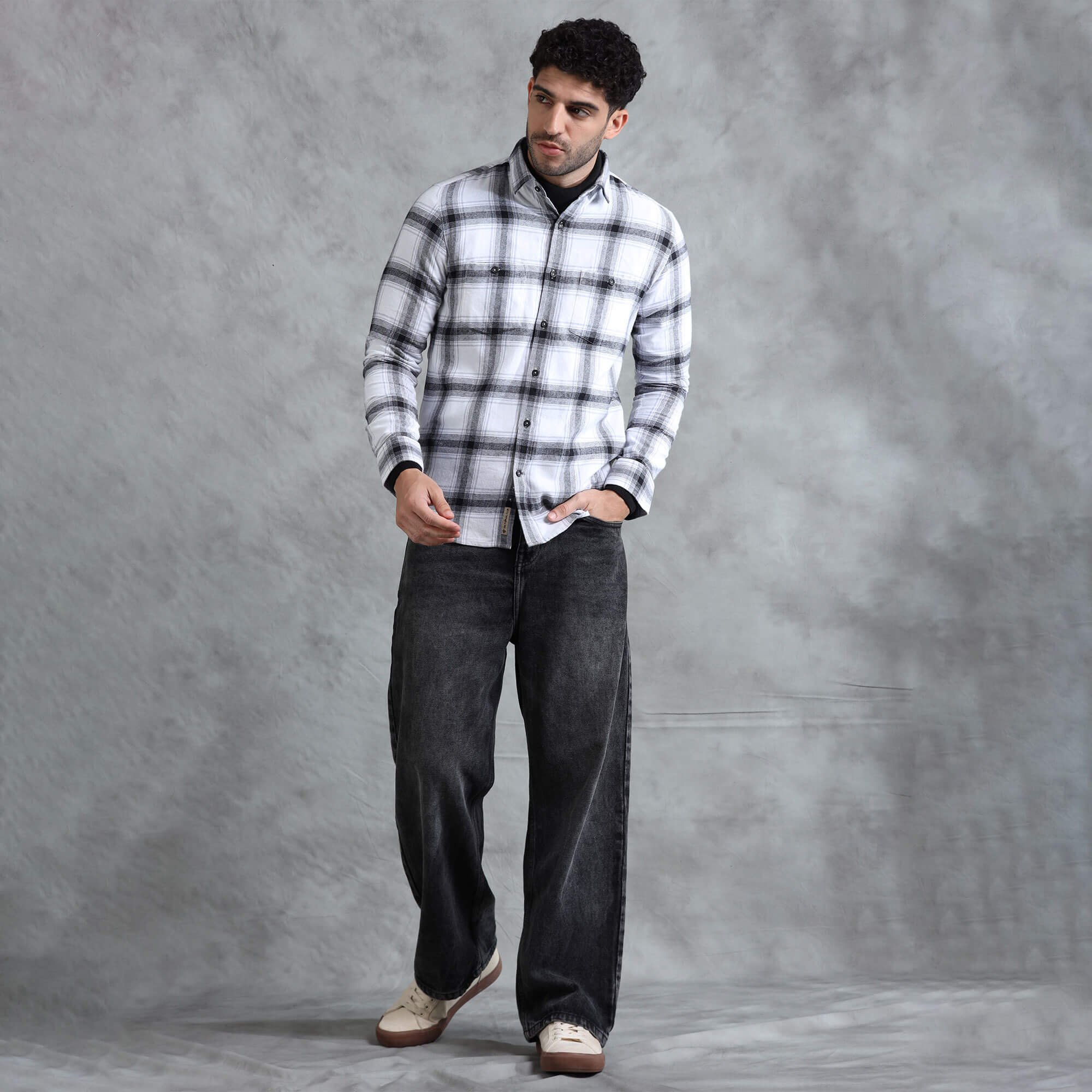 Lumber Flannel Check Shirt In Antique White