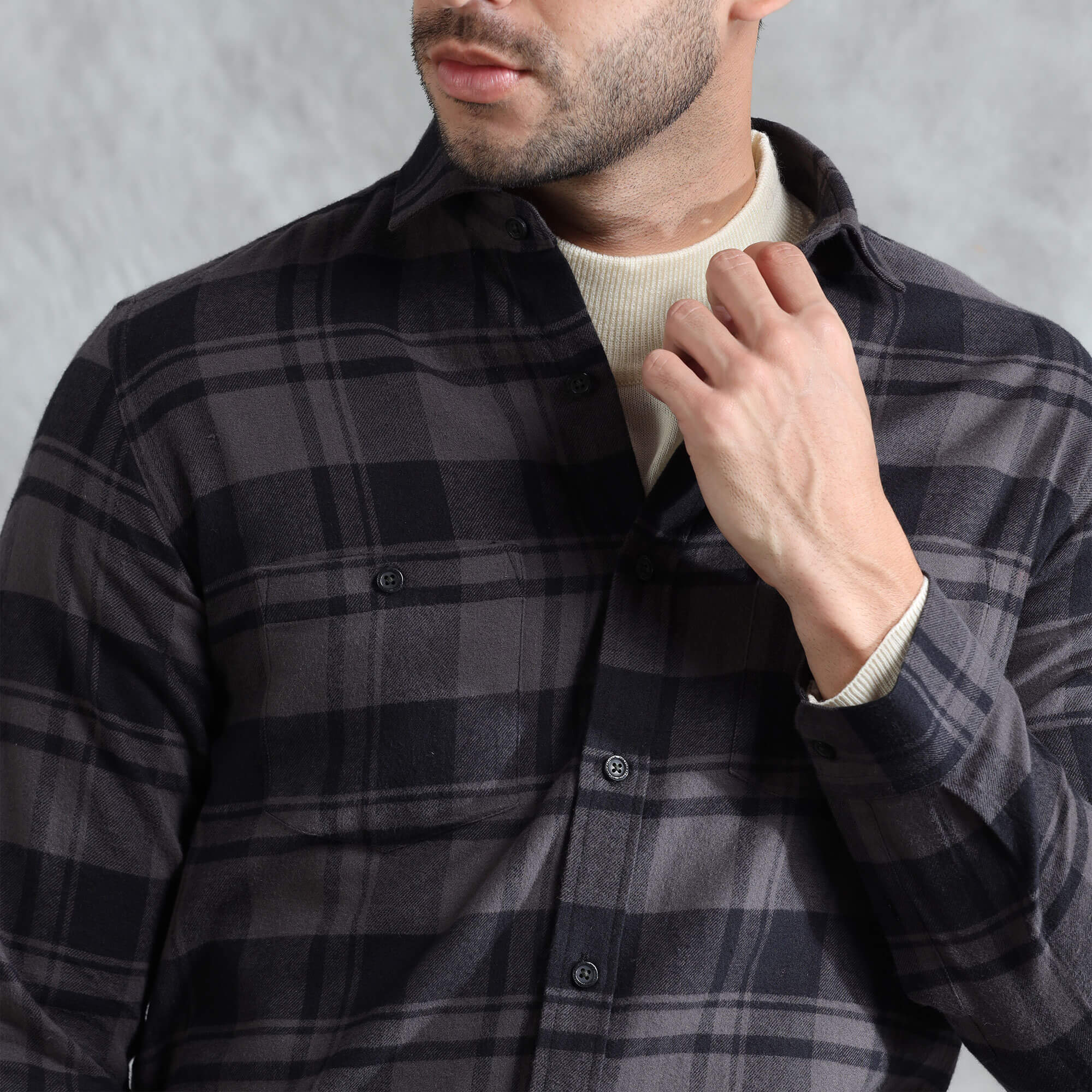 Lumber Flannel Check Shirt In Ash Grey