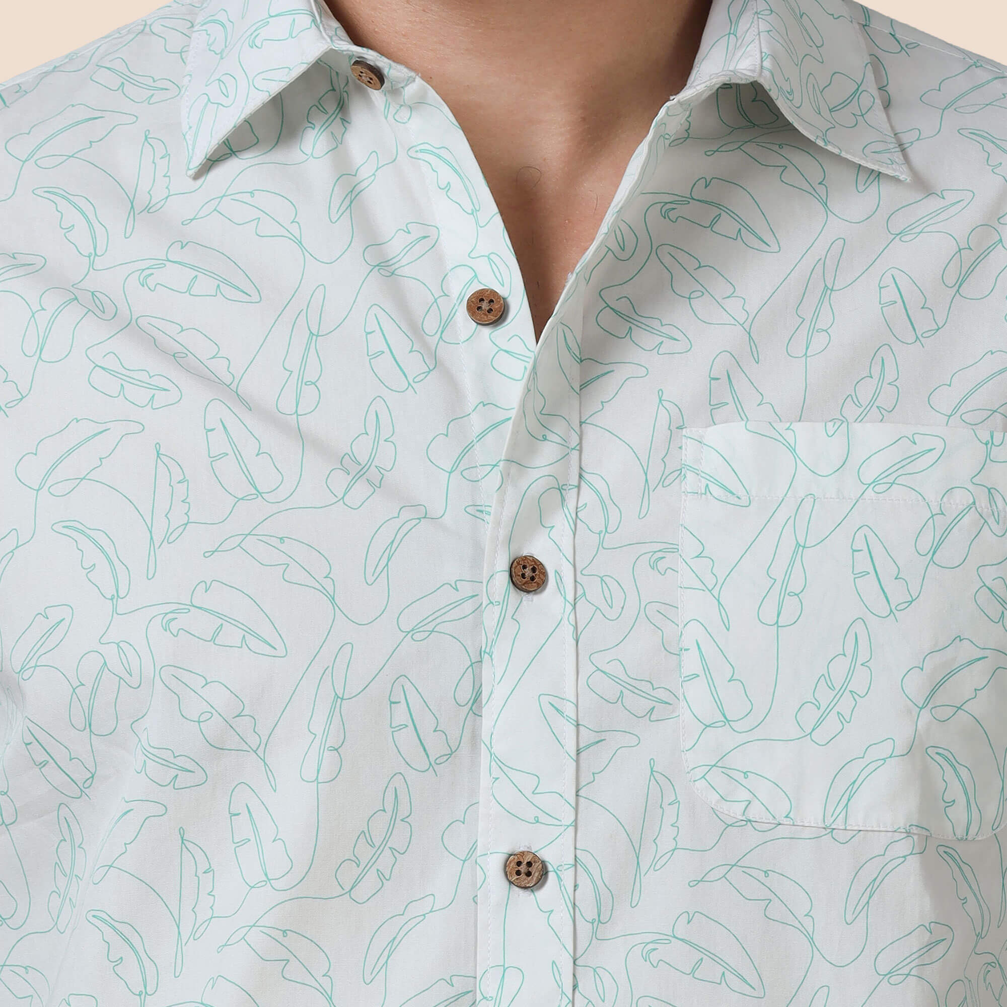 Ashley Cotton Shirt In Neon Leaf Print