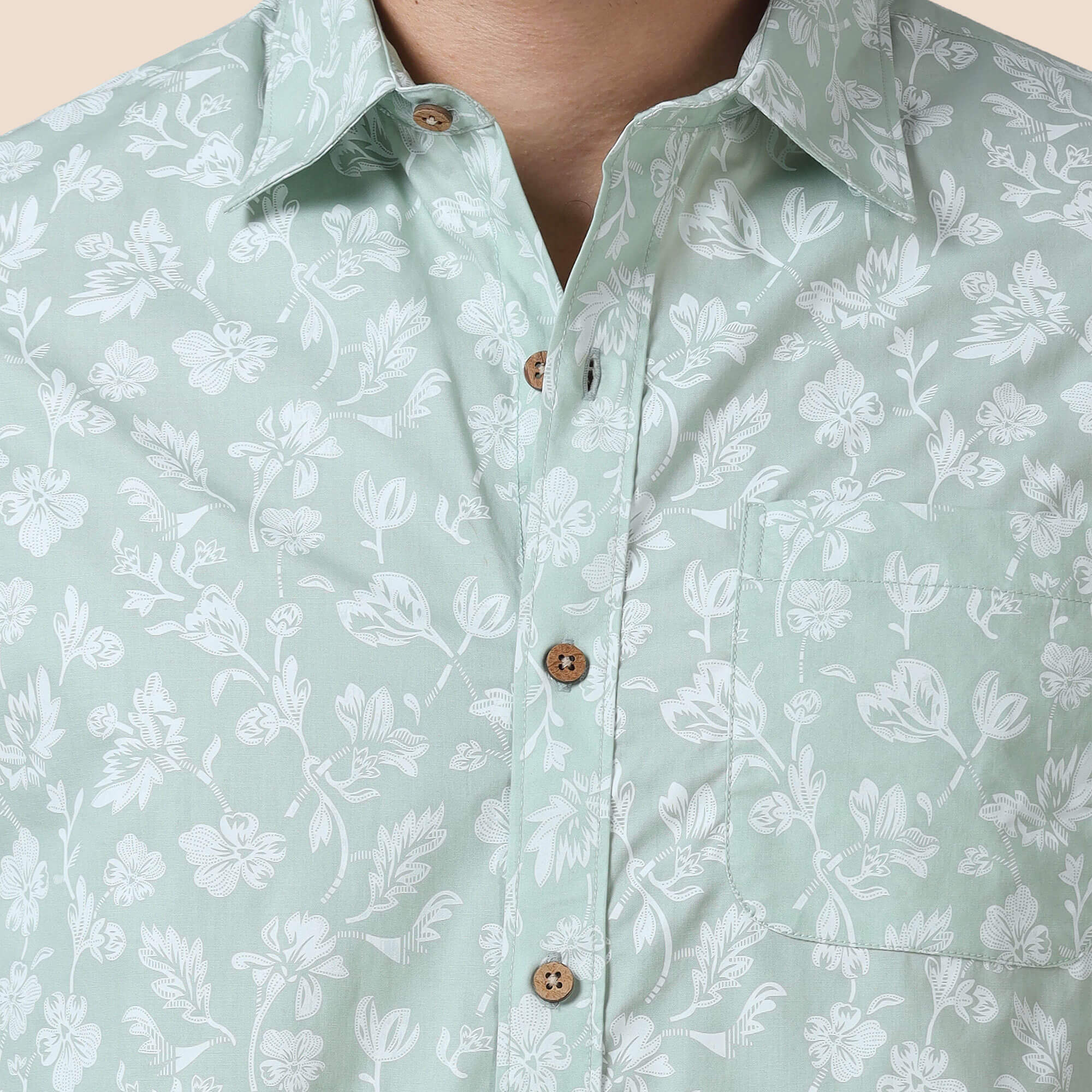 Ashley Cotton Shirt In Sage Floral Print