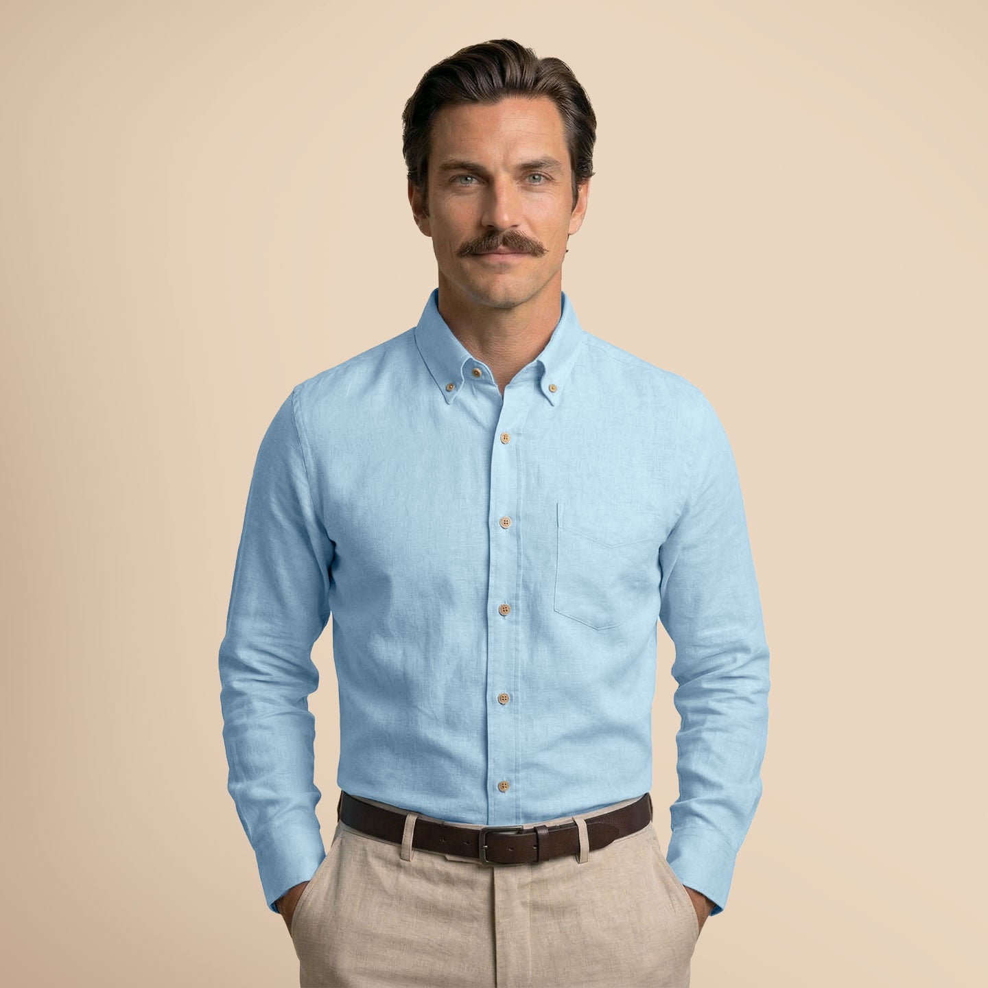 Breeze Linen Full Sleeves Shirt In Baby Blue