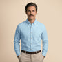 Breeze Linen Full Sleeves Shirt In Baby Blue