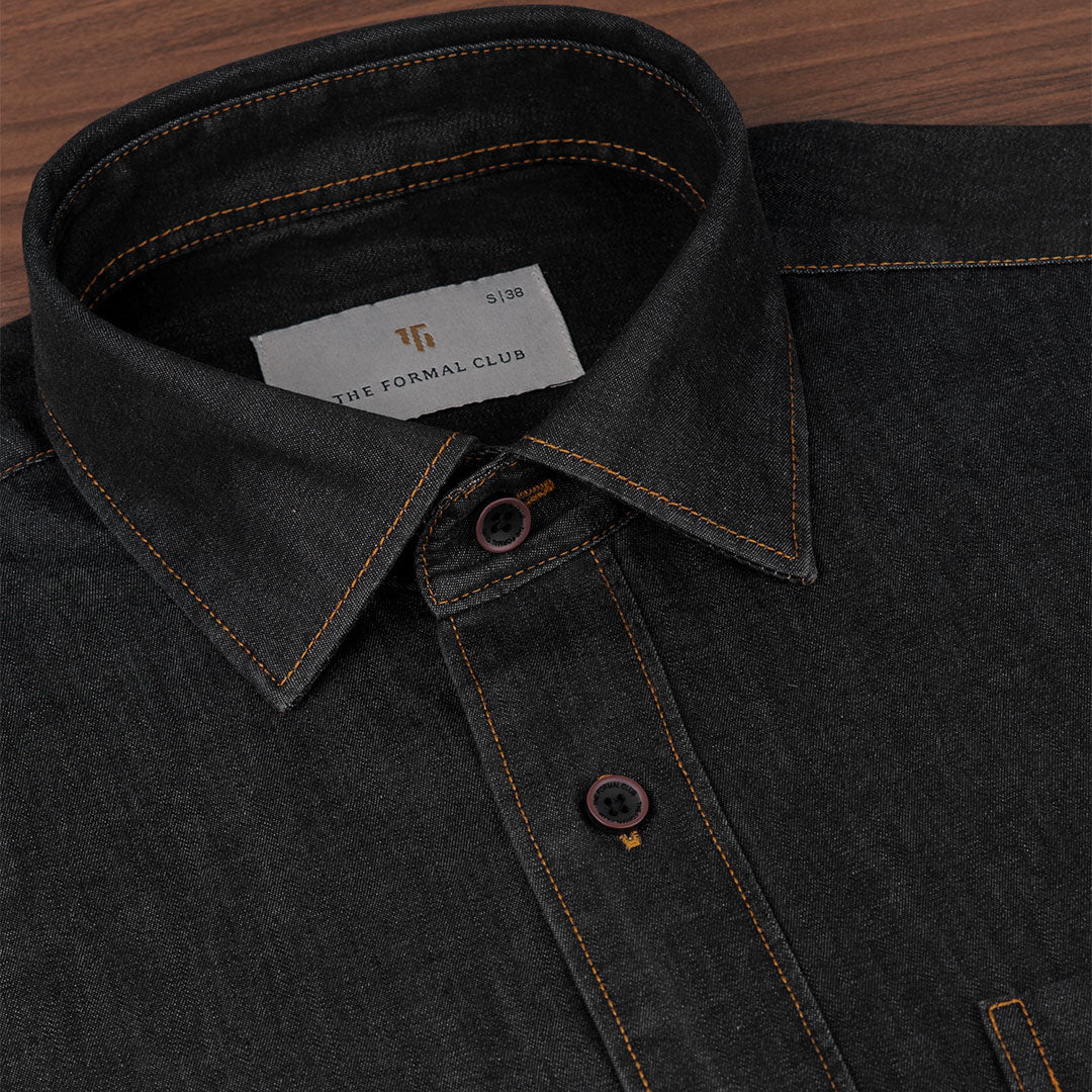 The Legend Denim Mens Shirt In Charcoal