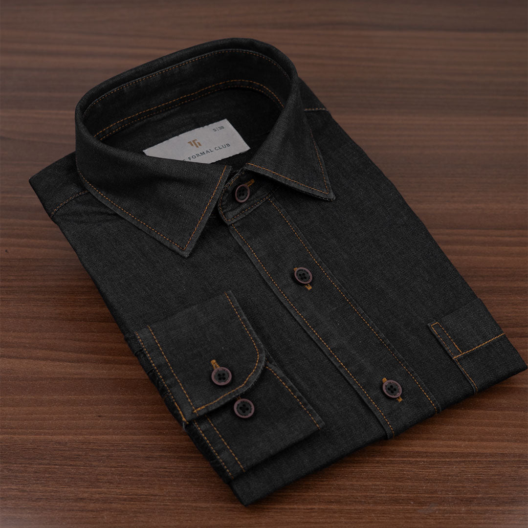 The Legend Denim Mens Shirt In Charcoal
