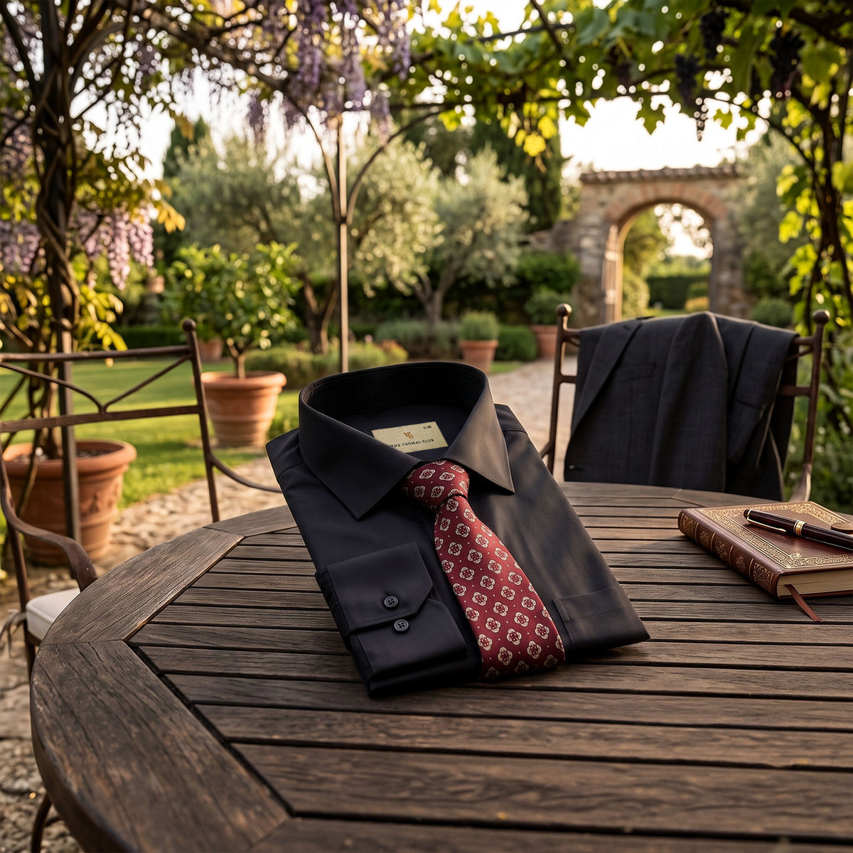 Premium Best-Seller Giza Shirt In Raven & Red/Ecru Tie Combo