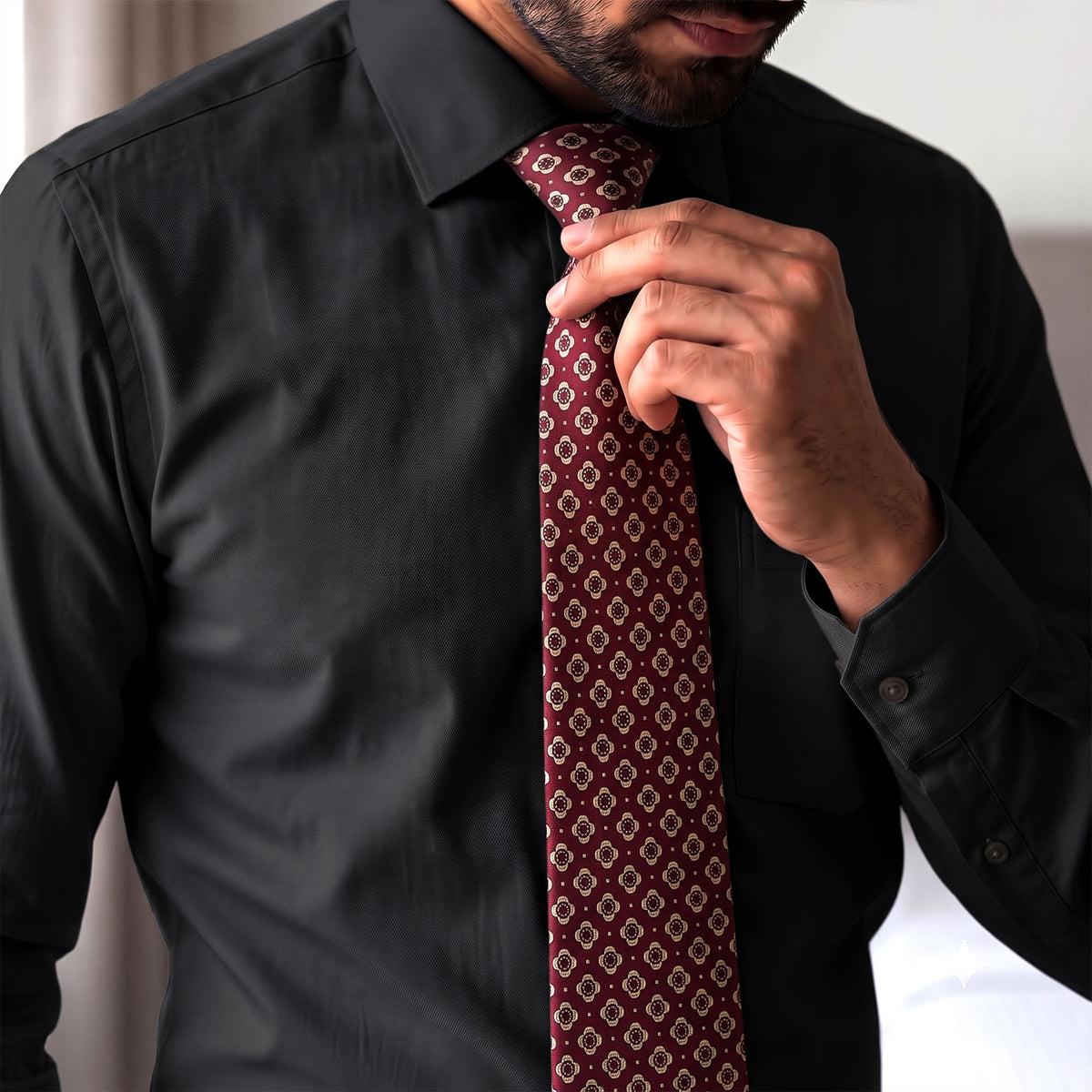 Premium Best-Seller Giza Shirt In Raven & Red/Ecru Tie Combo
