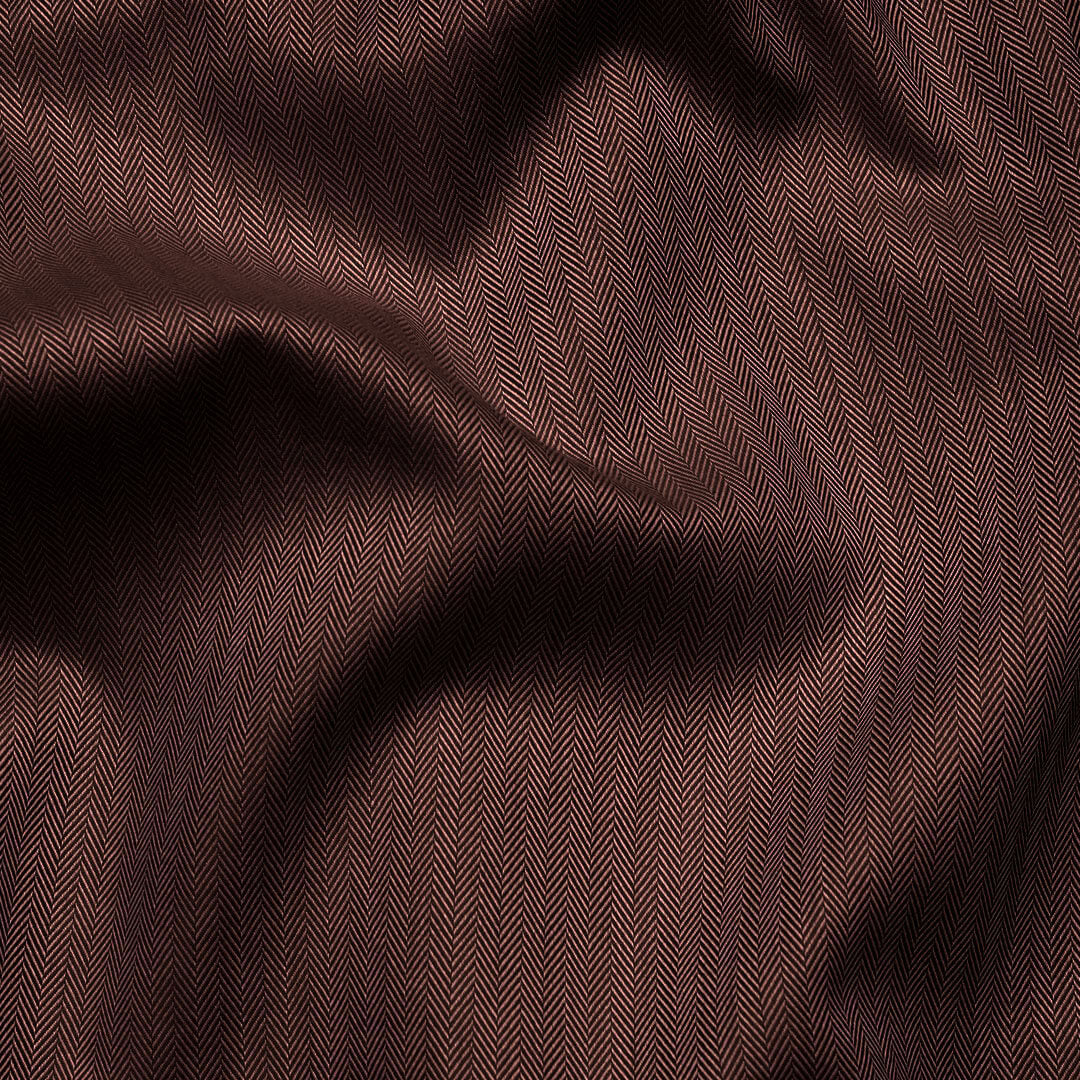 Imperial Herringbone 2 Ply Giza Shirt In Ash Brown