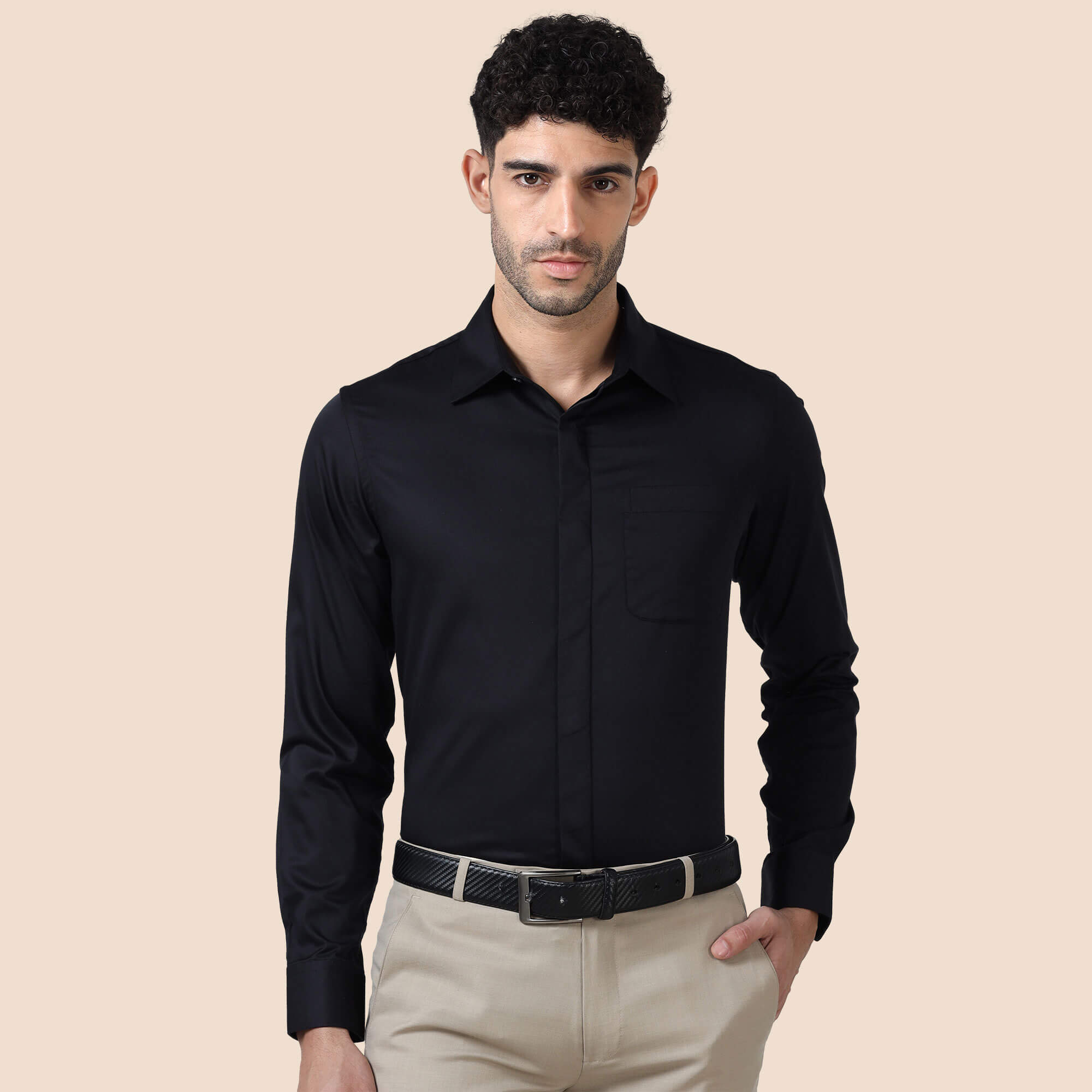 Bennet Black With Concealed Placket