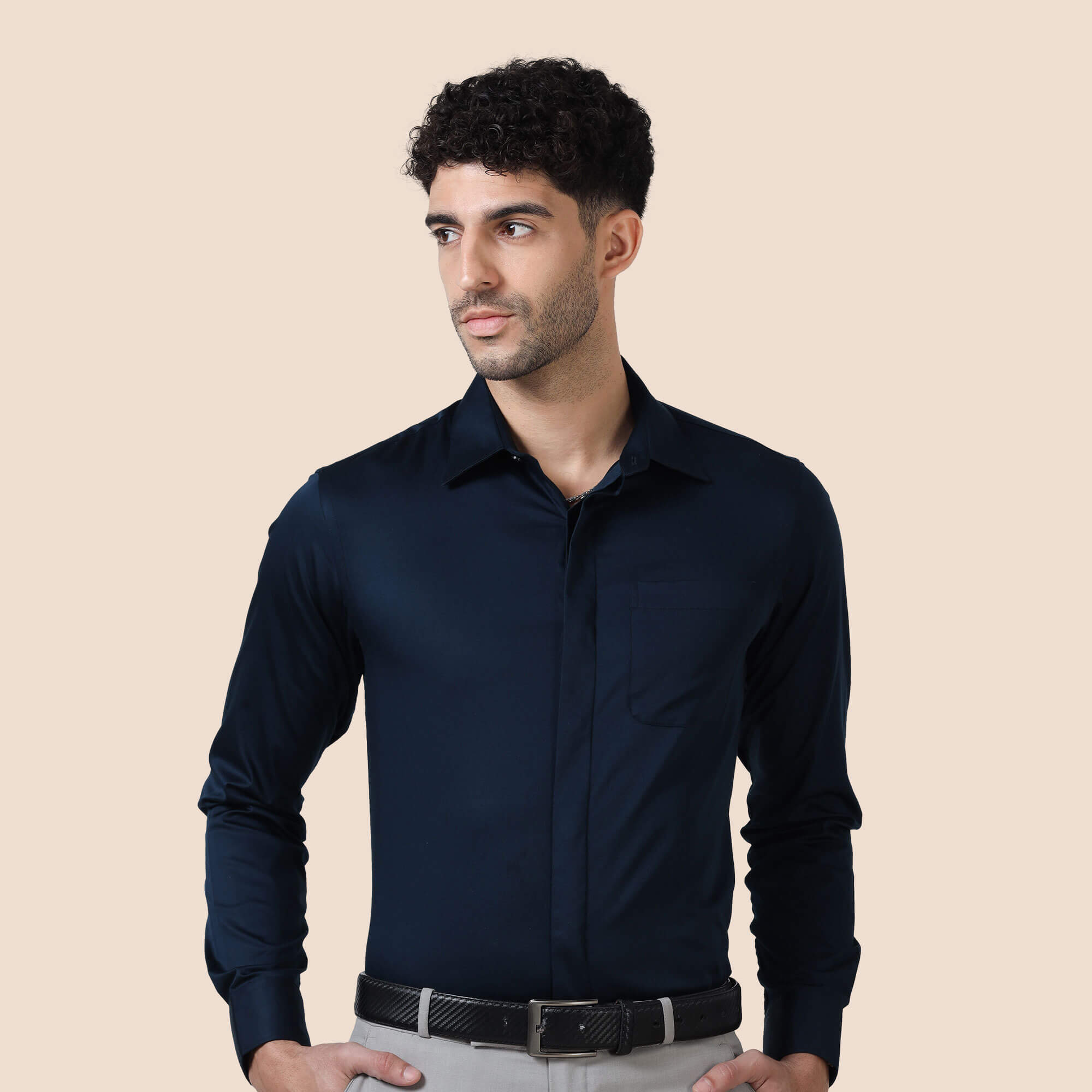 Bennet Navy With Concealed Placket