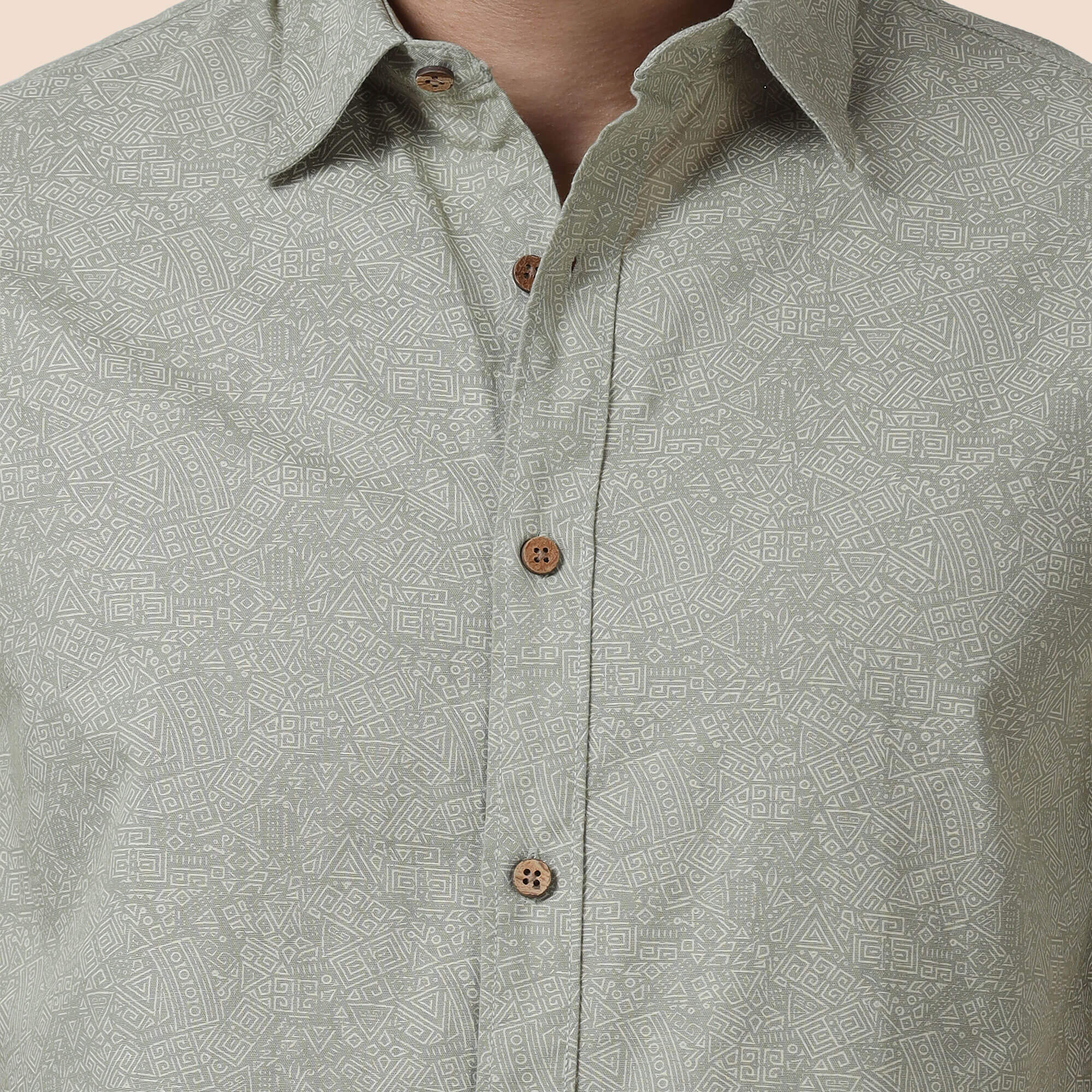 Breeze Linen Shirt In Green Abstract Print