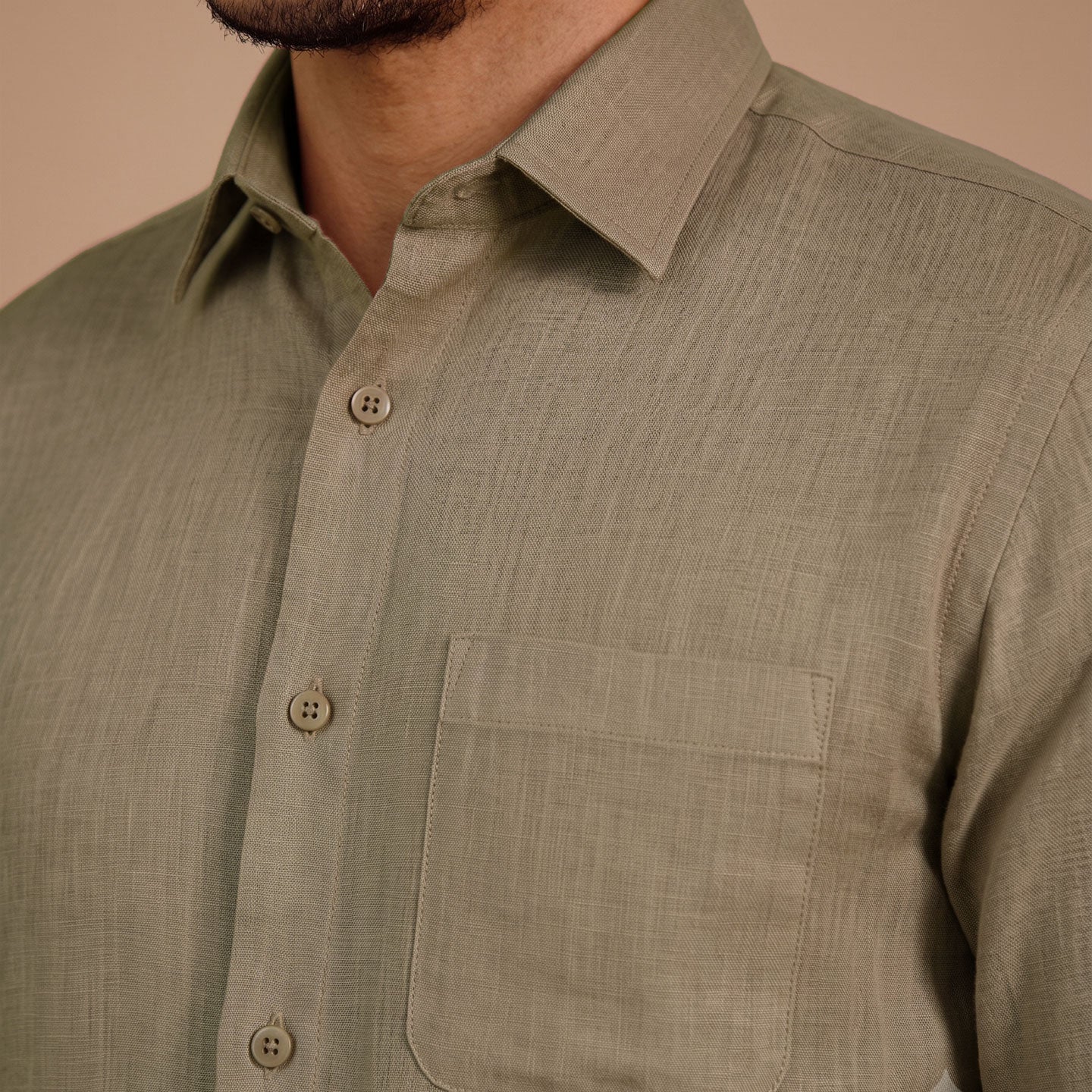 Cedar Pure Linen Half Sleeves Shirt In Latte