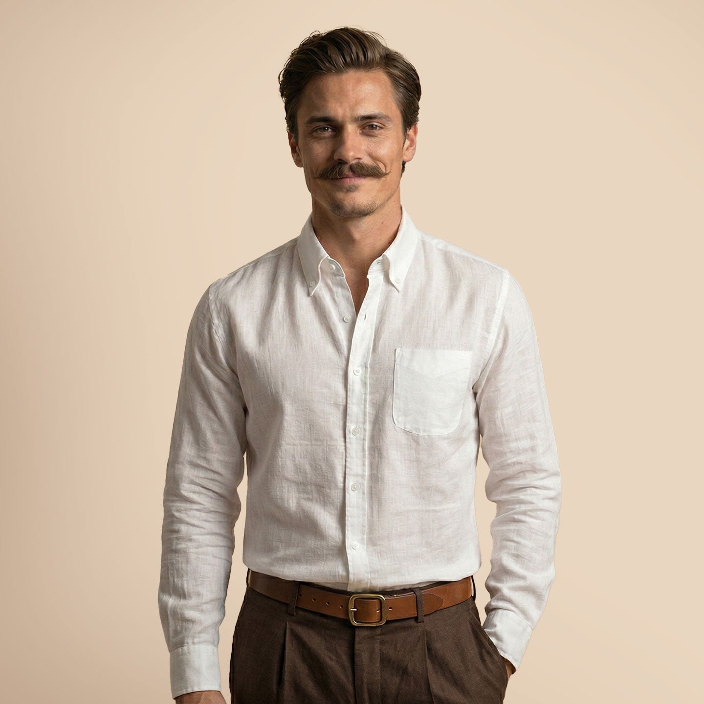 Cedar Pure Linen Full Sleeves Shirt in Snow