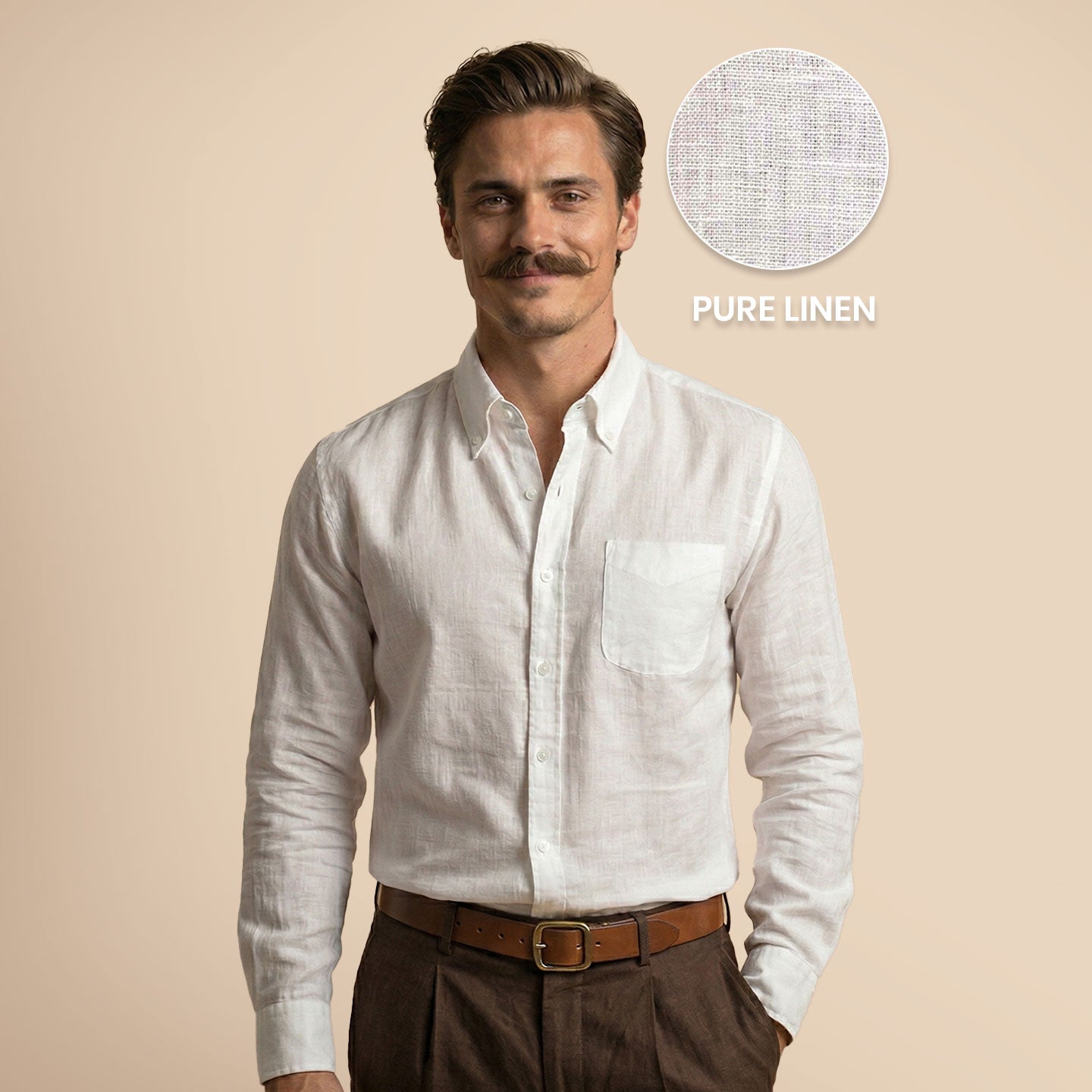 Cedar Pure Linen Full Sleeves Shirt in Snow