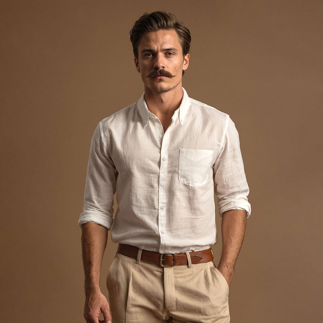 Cedar Pure Linen Full Sleeves Shirt in Snow