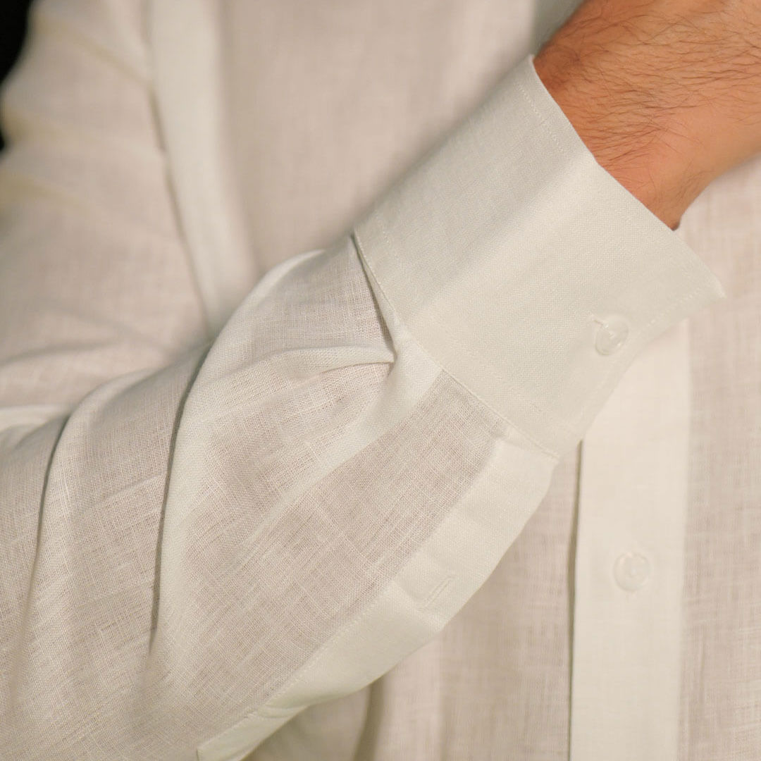 Cedar Pure Linen Full Sleeves Shirt in Snow