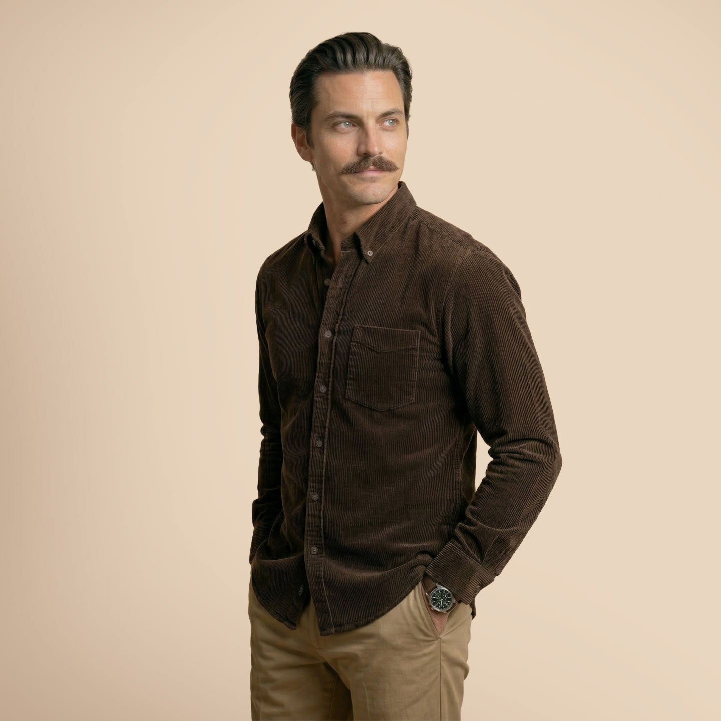 Cruise Corduroy Shirt In Chestnut