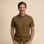 Breeze Linen Half Sleeves Shirt in Cocoa